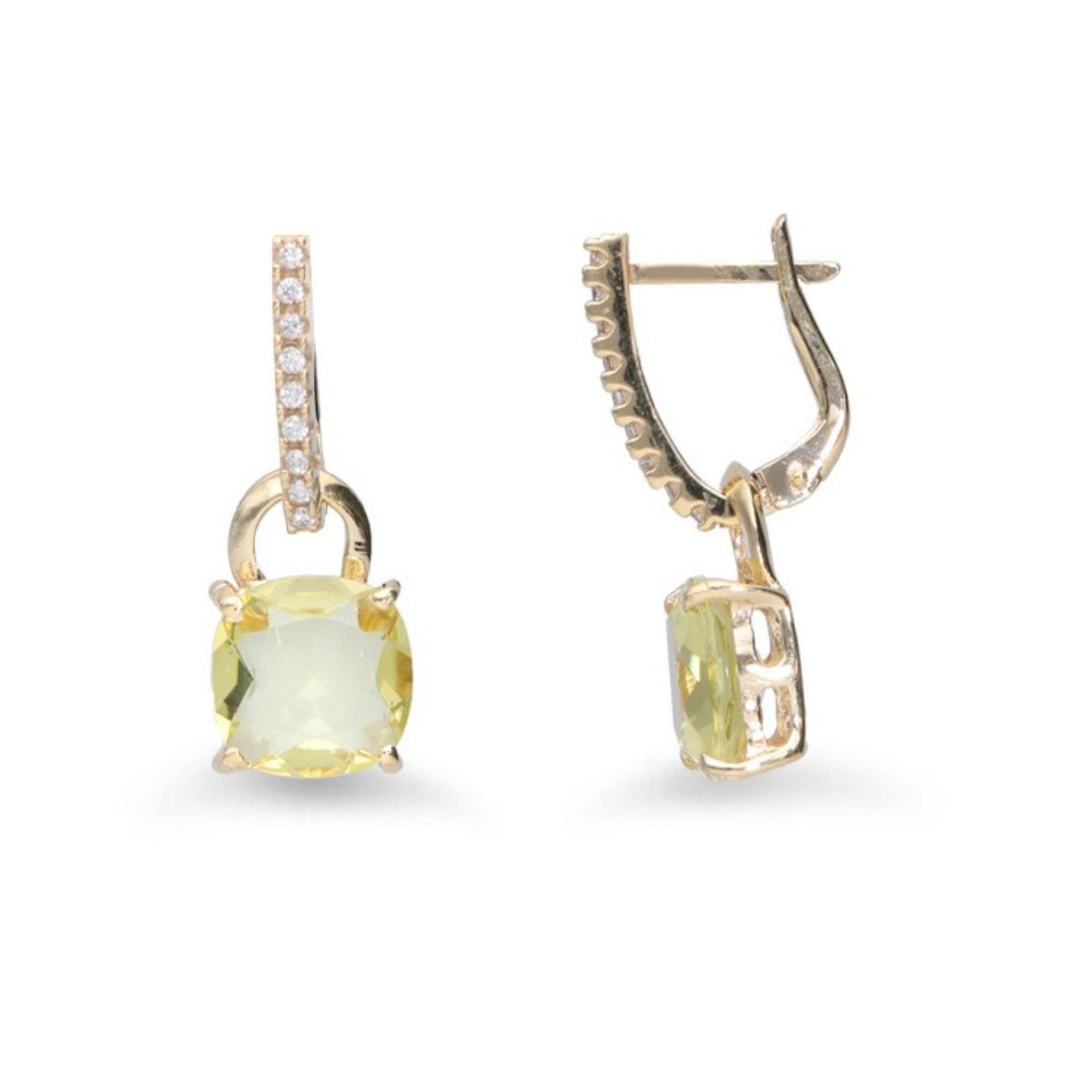 Orecchini a monachella Gemma in oro giallo con quarzo lemon e diamanti - ALFIERI & ST. JOHN