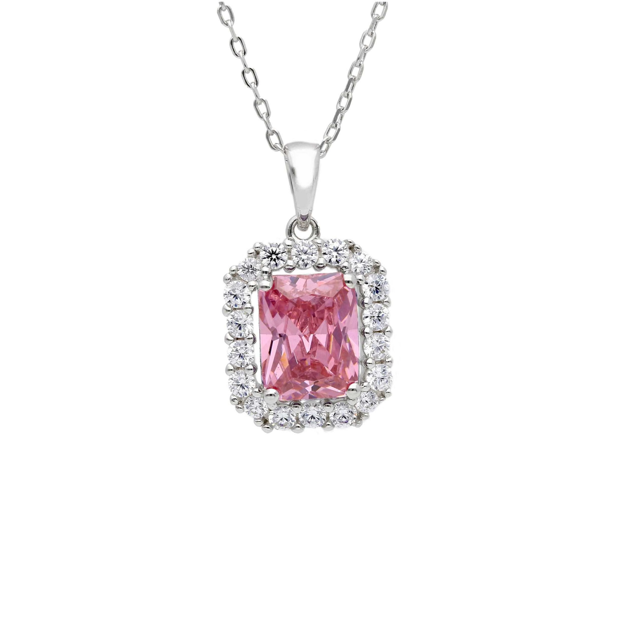 Collar de plata con circonita rosa pav&eacute; ORO&CO 925 40+5 cm - ORO&CO 925