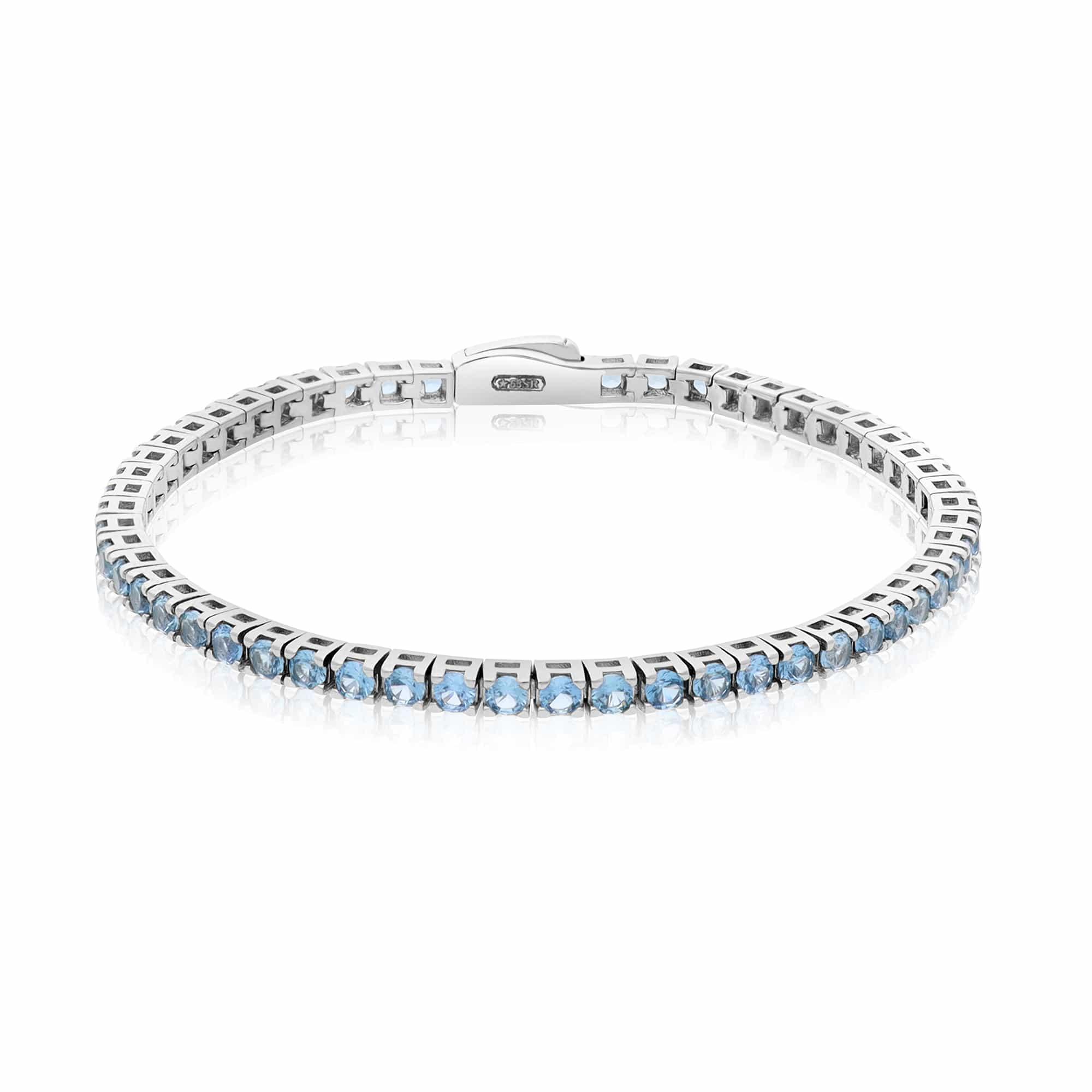 Bracciale tennis in argento con zirconi azzurri - LUXURY MILANO