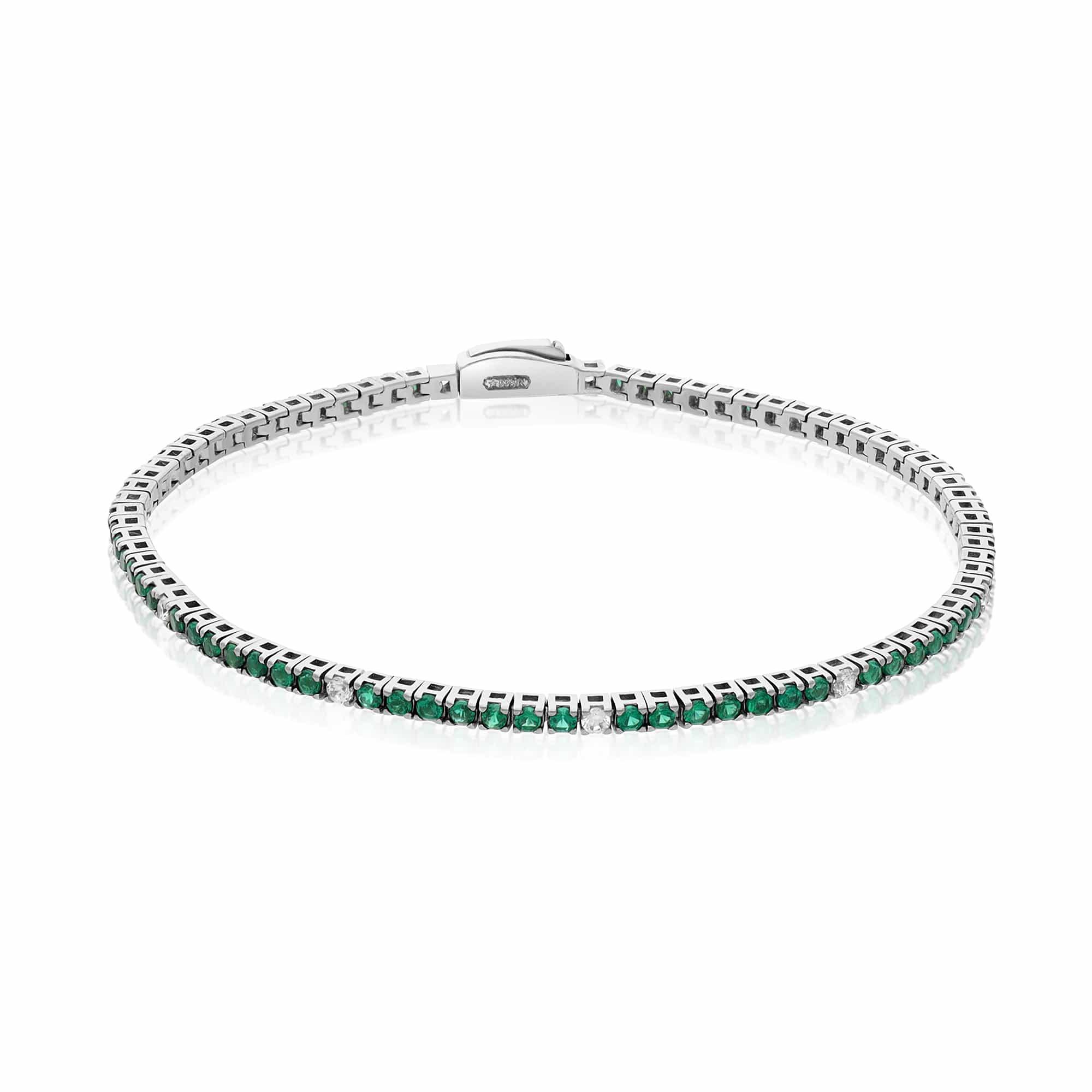 Tennis bracelet in silver and green and white zirconia - LUXURY MILANO