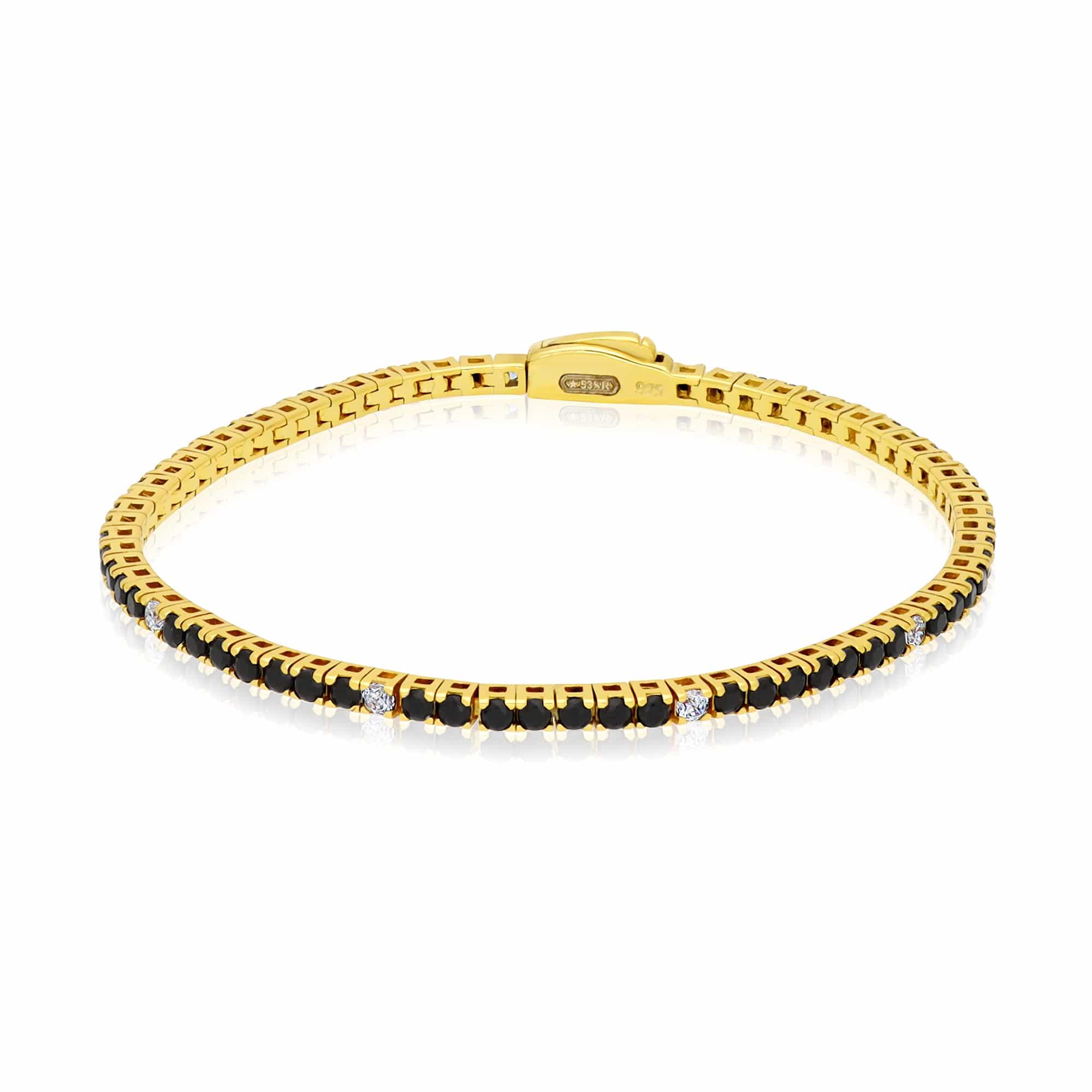 Bracciale tennis in argento con zirconi neri - LUXURY MILANO