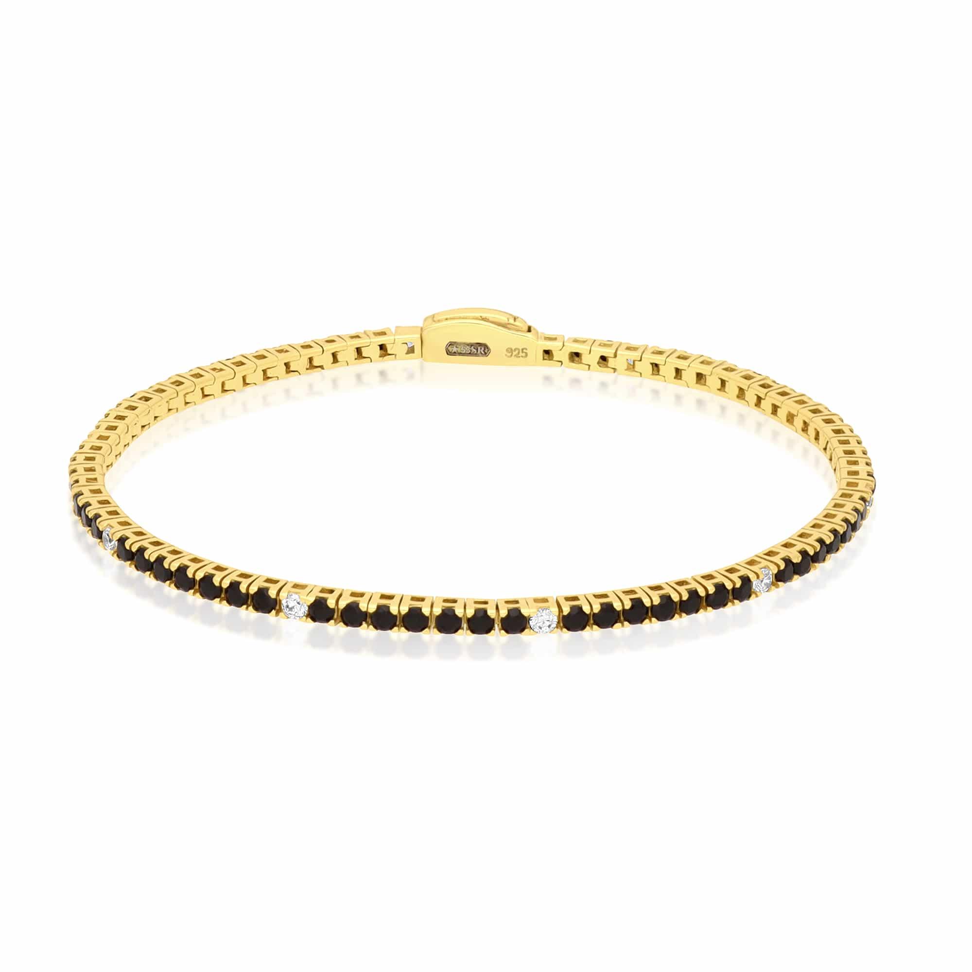 Bracciale tennis in argento con zirconi neri - LUXURY MILANO