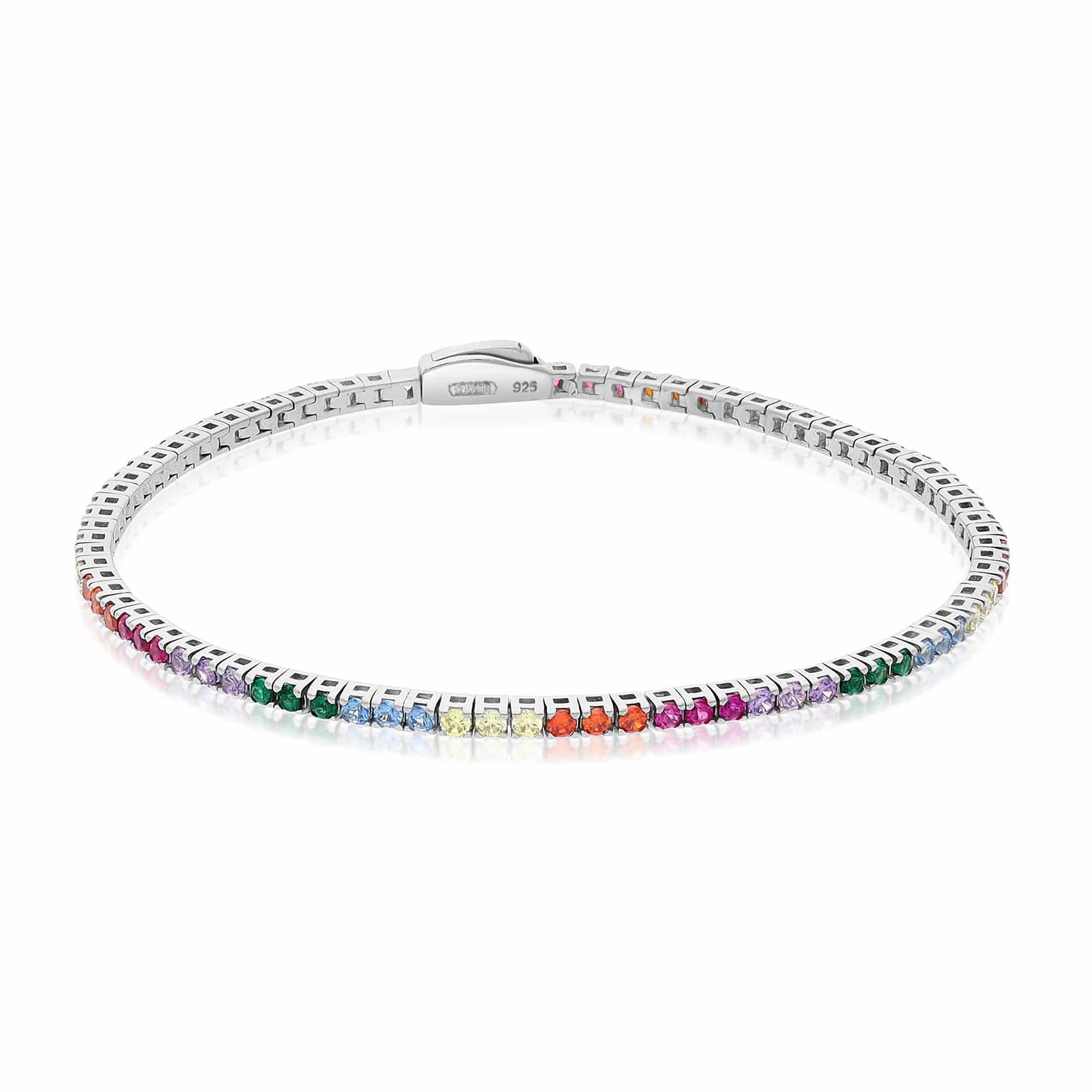 Bracciale tennis in argento con zirconi multicolor - LUXURY MILANO