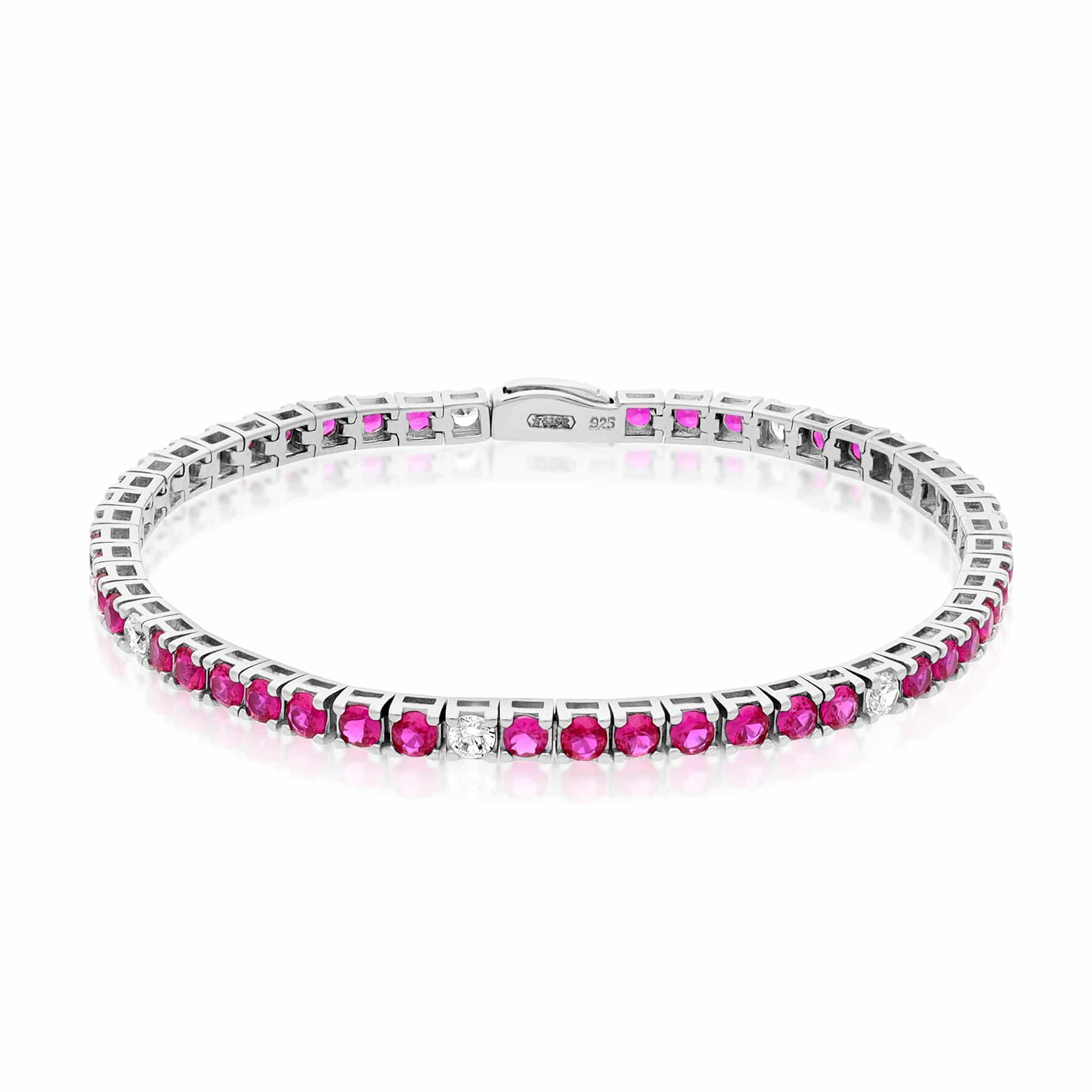 Silver tennis bracelet with fuchsia zirconia - LUXURY MILANO