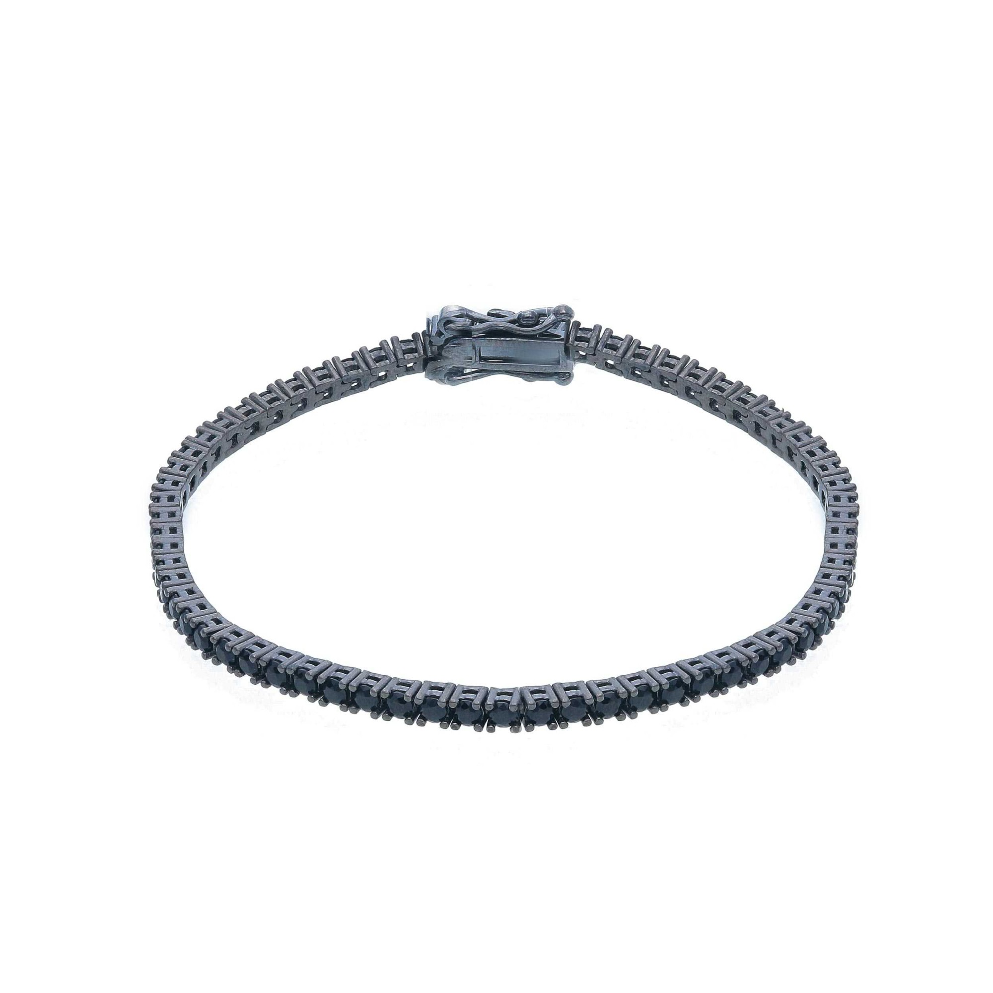 Bracciale tennis in argento brunito con zirconi neri 20 cm ORO&CO 925 - ORO&CO 925