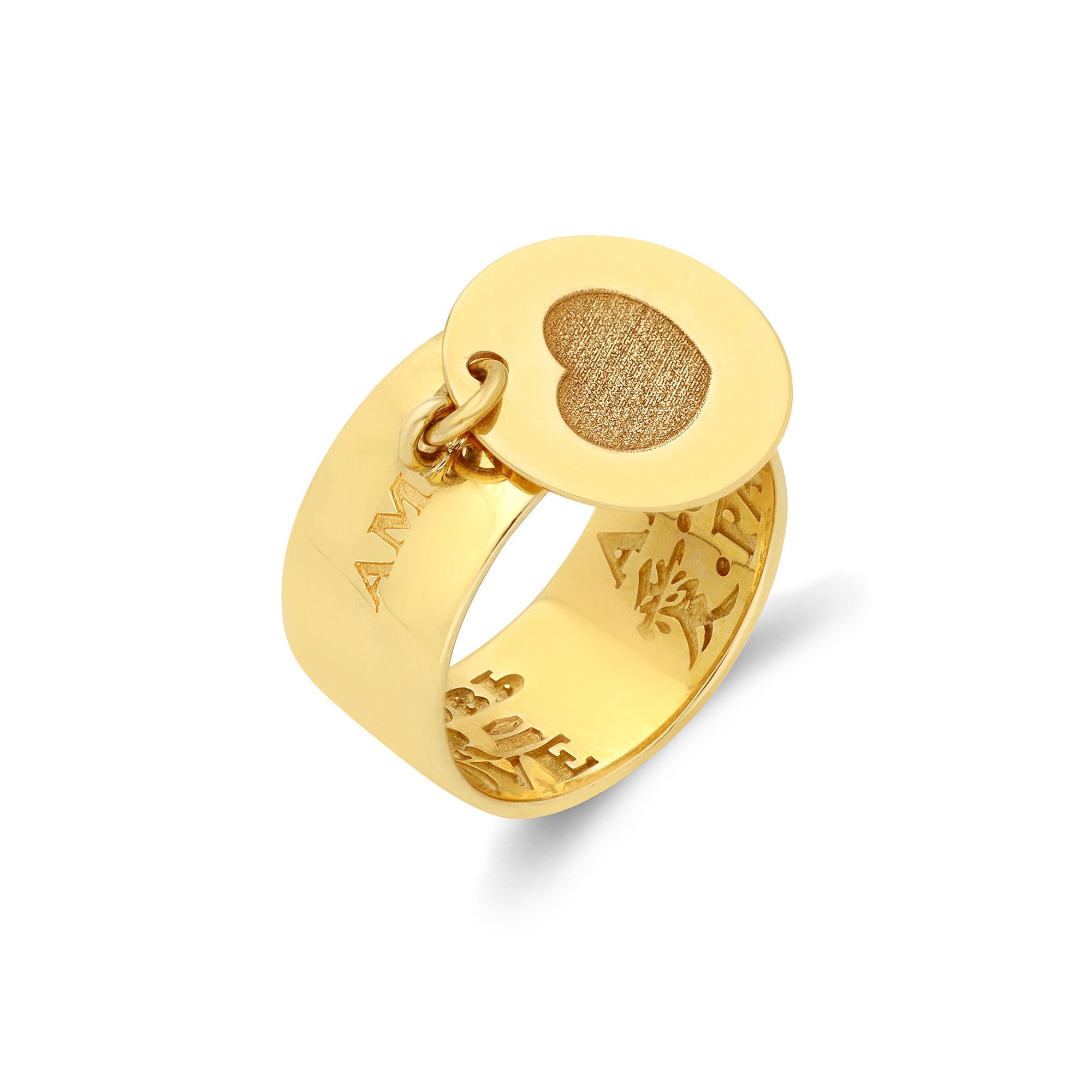 Amore ring in yellow gold with charm - PASQUALE BRUNI