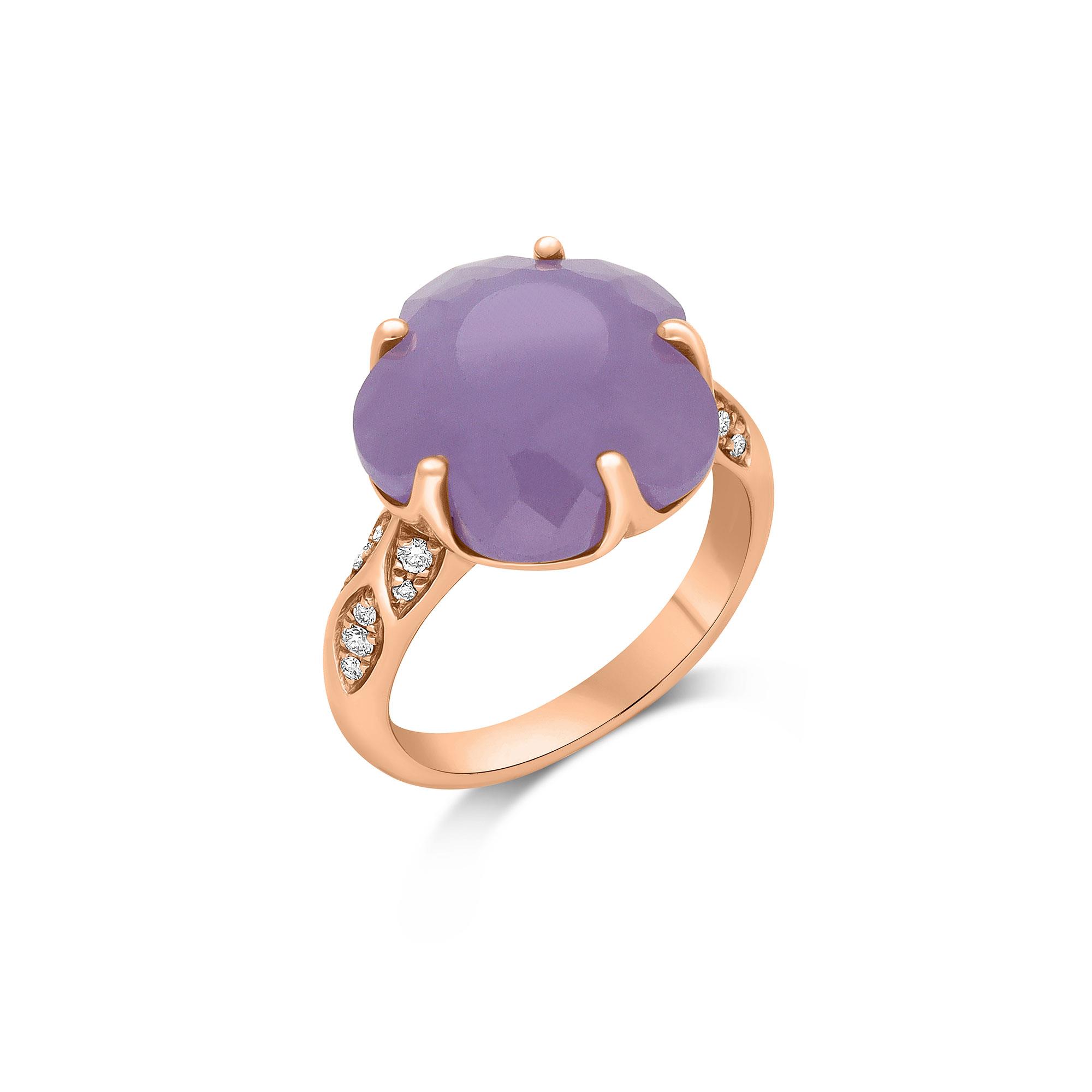 Anillo Bon Ton en oro rojo con cuarzo morado - PASQUALE BRUNI