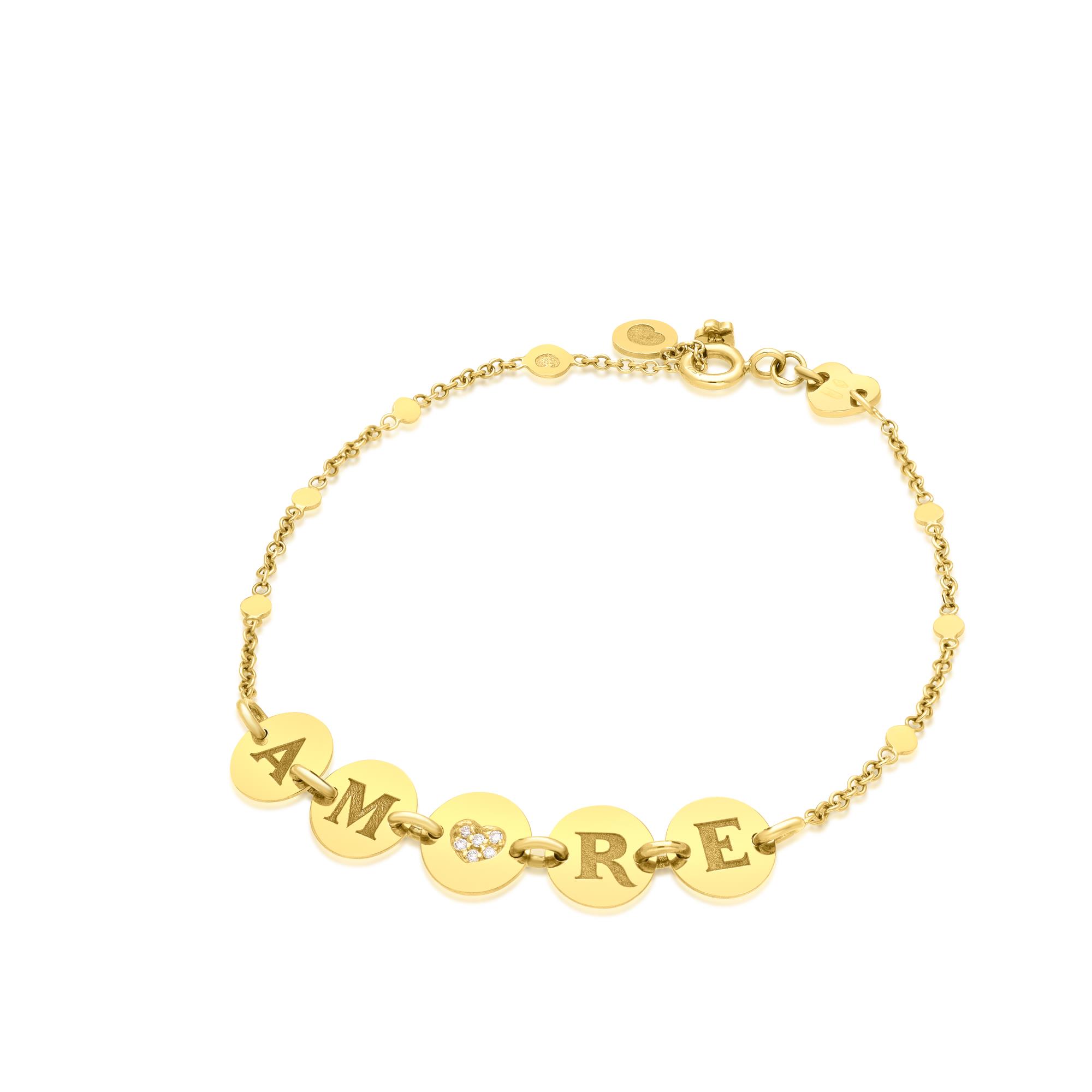 Amore bracelet in yellow gold with charms - PASQUALE BRUNI