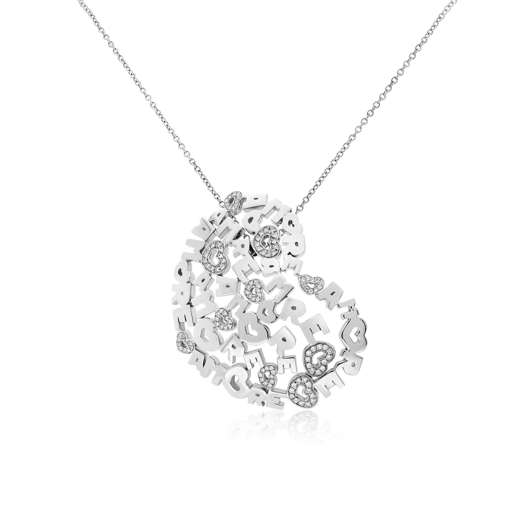 Amore necklace in white gold with diamonds - PASQUALE BRUNI