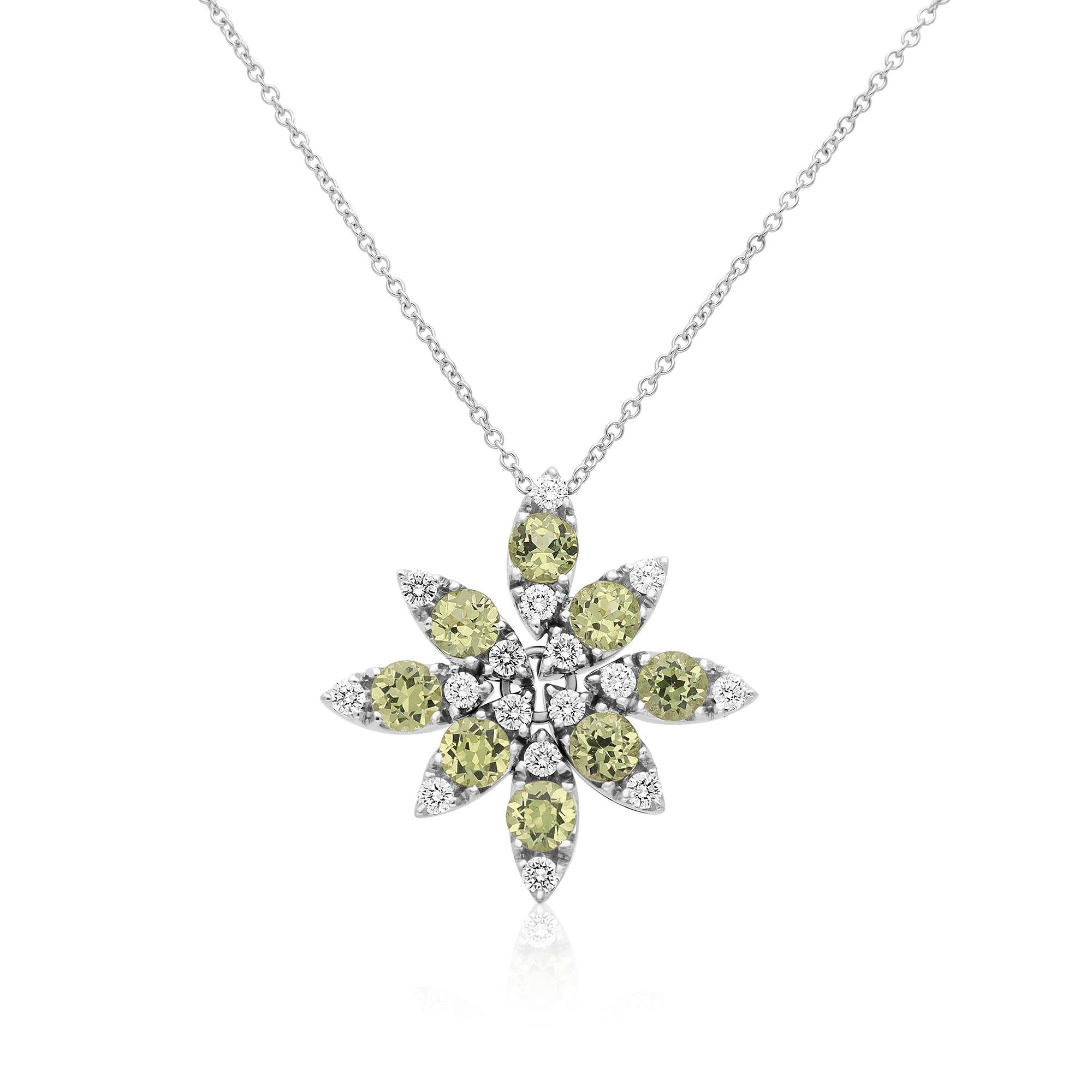 Collana Ghirlanda in oro bianco con diamanti e peridoto - PASQUALE BRUNI