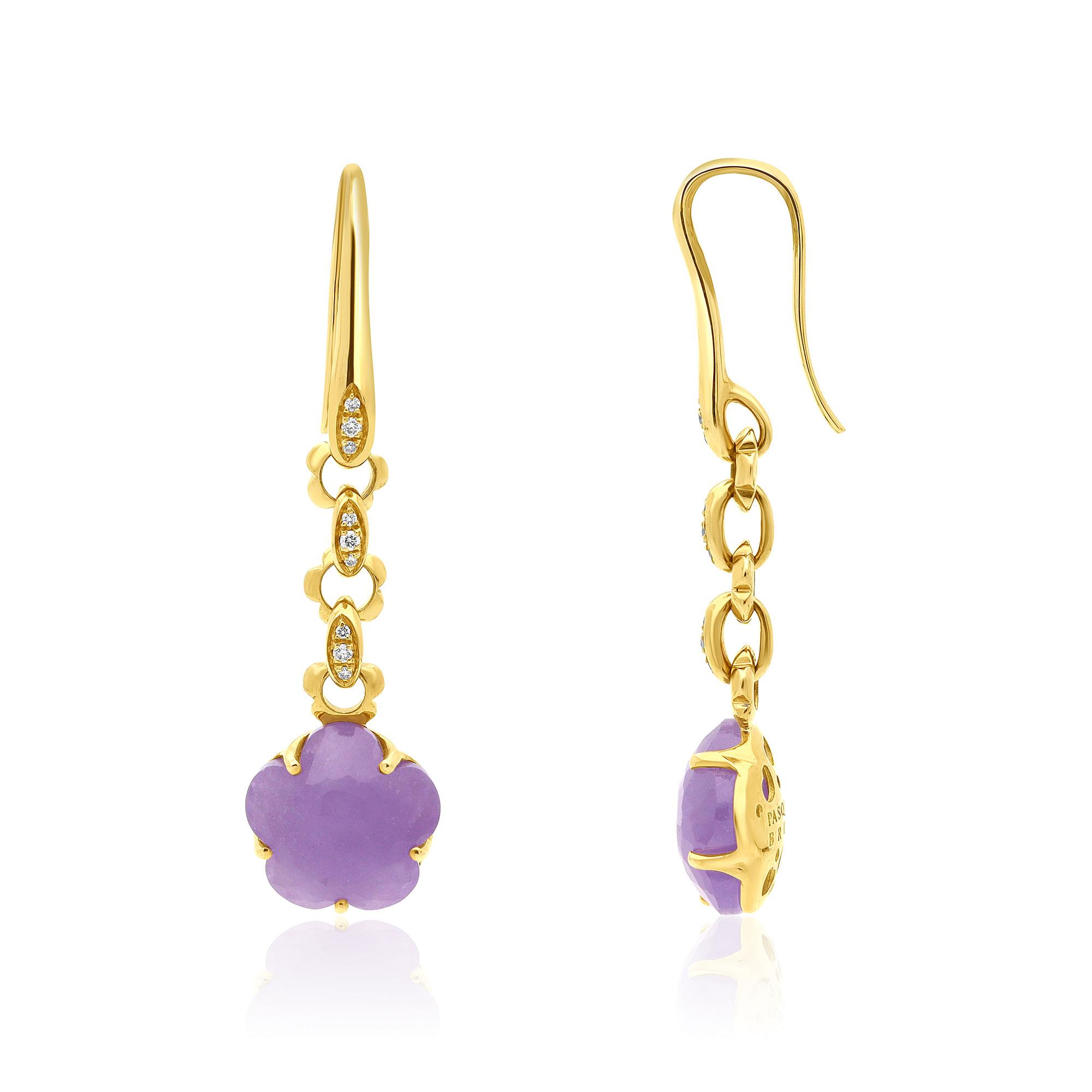 Pendientes Bon Ton en oro amarillo con cuarzo morado - PASQUALE BRUNI