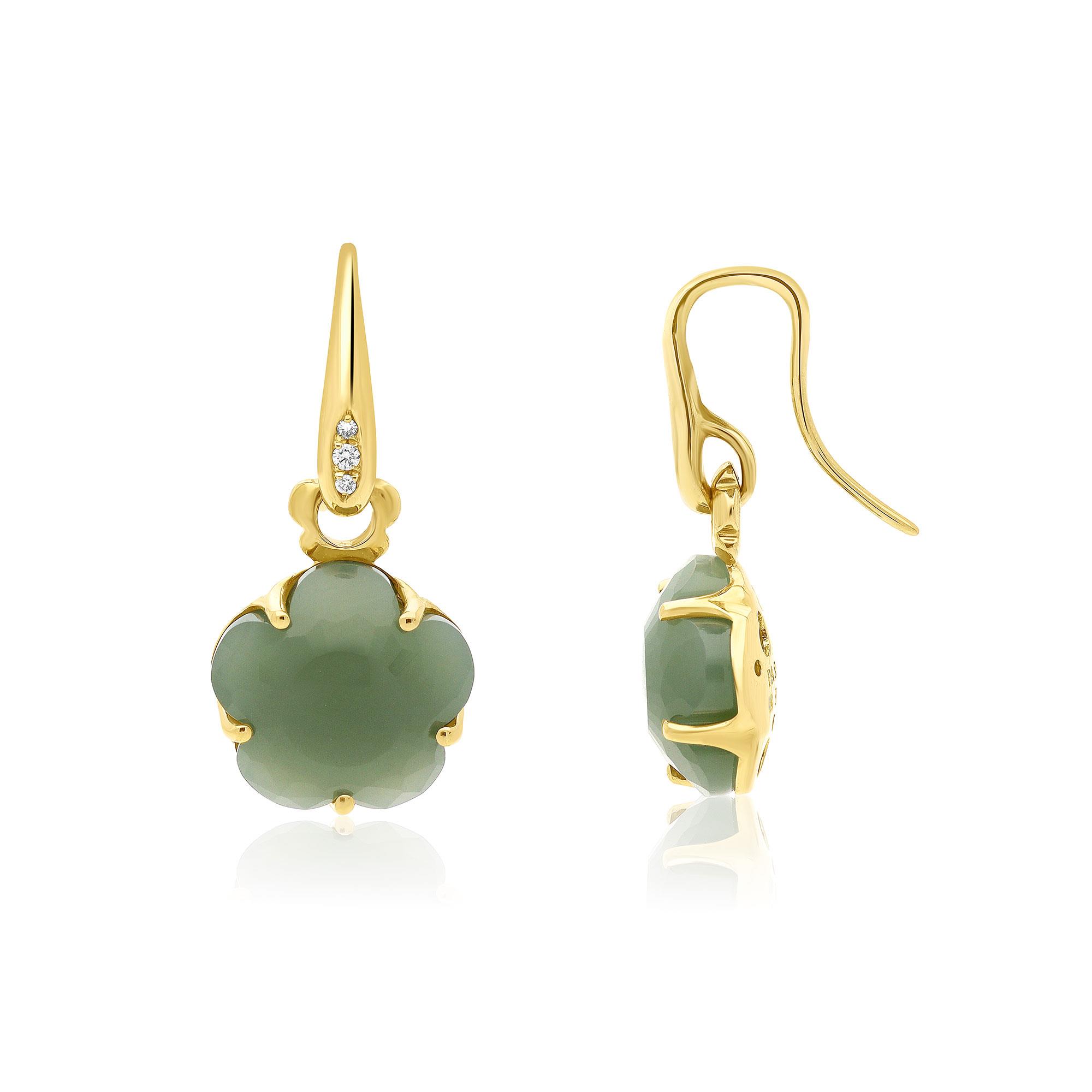 Pendientes Bon Ton en oro amarillo con jade y diamantes - PASQUALE BRUNI