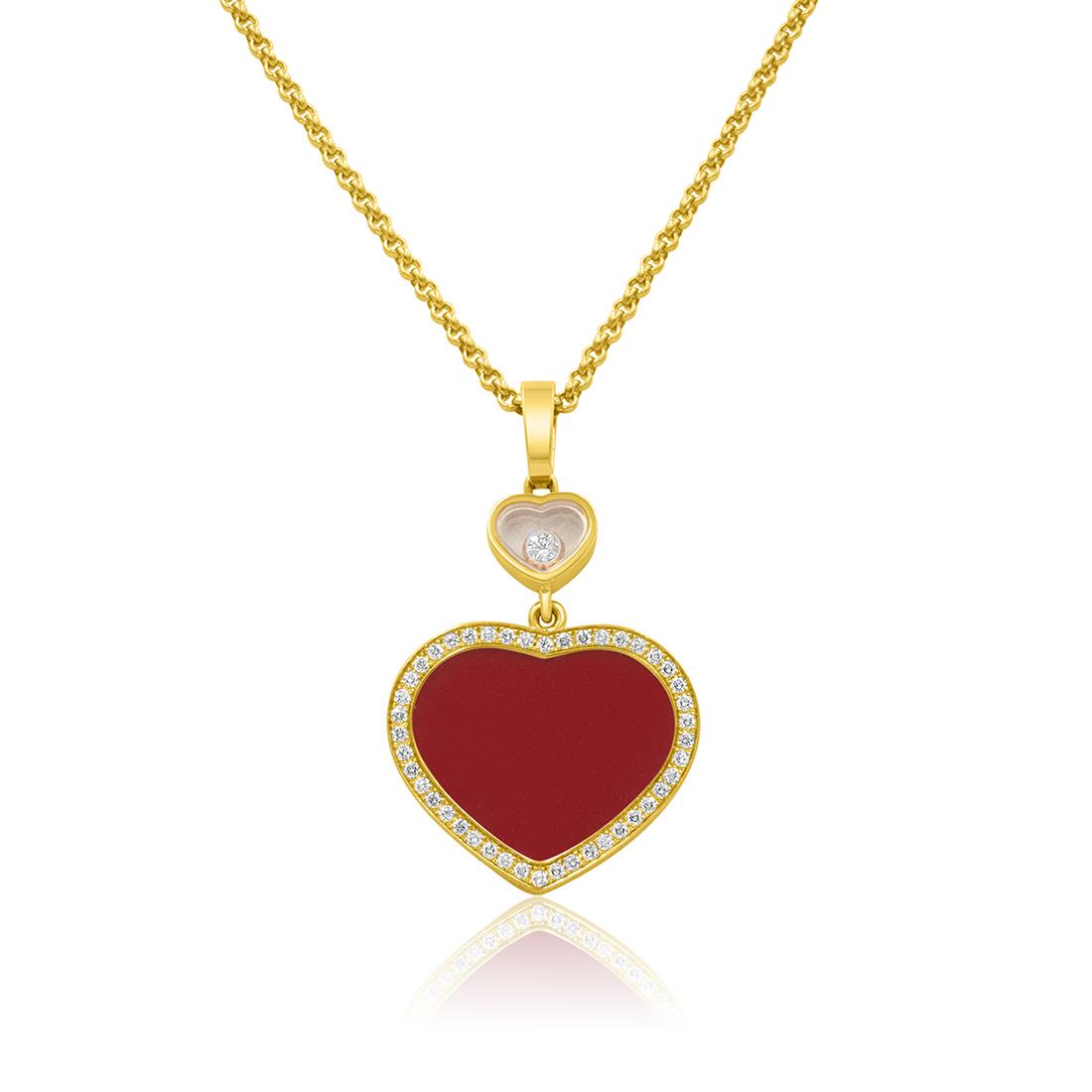 Collar Happy Hearts con corazón rojo y diamantes - CHOPARD