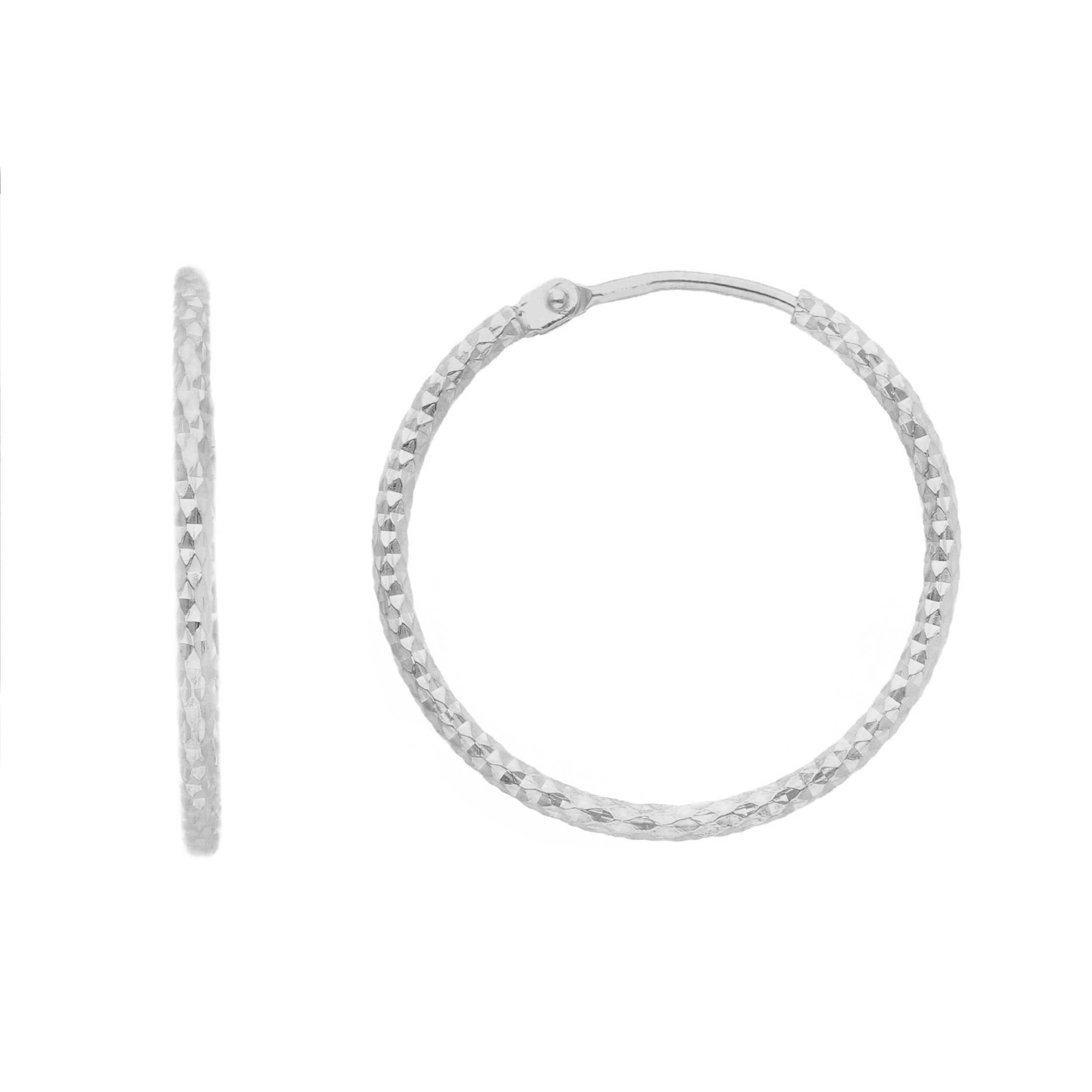 Pendientes de aro en plata 925 acabado diamantado ORO&CO 925 20 mm - ORO&CO 925