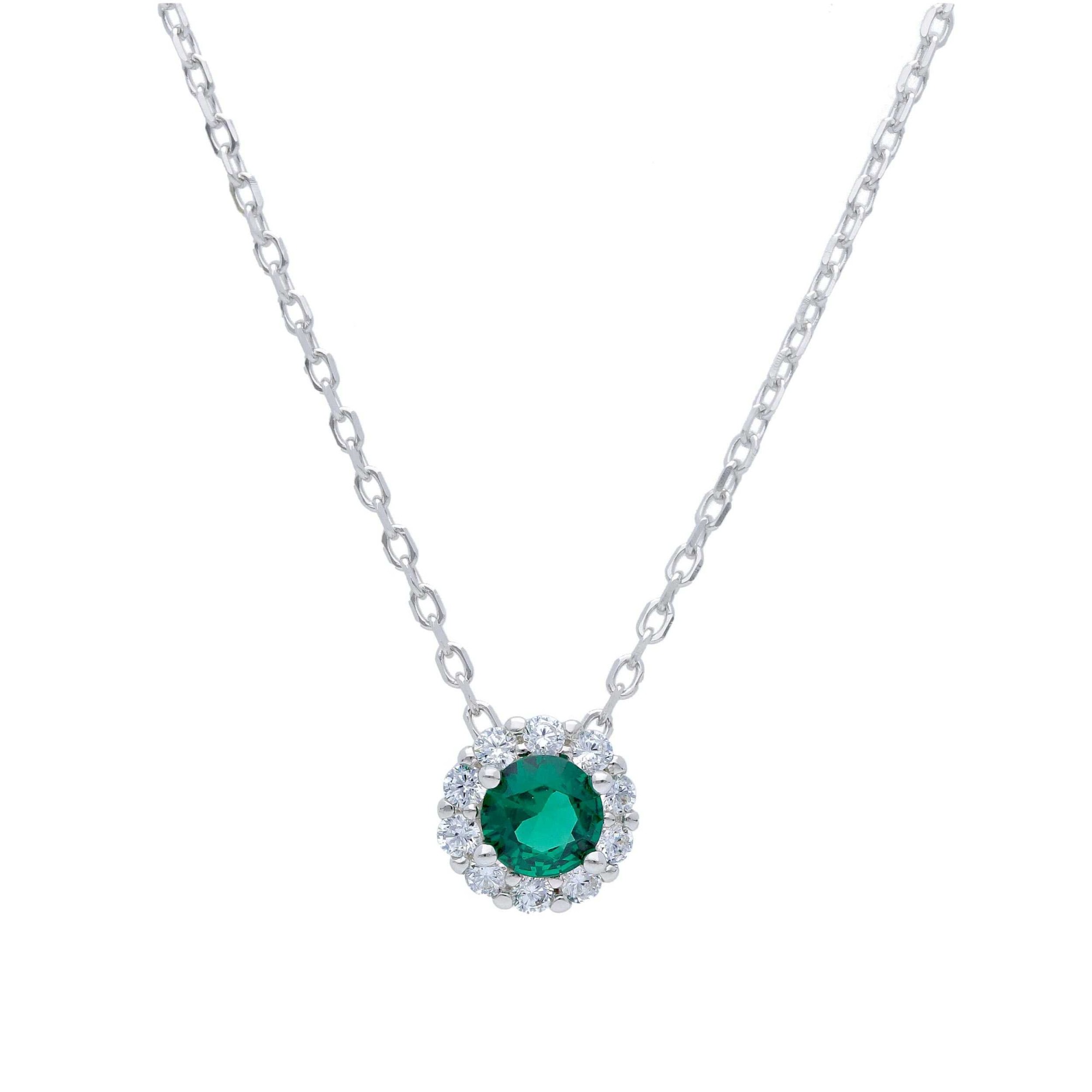 Collar de plata 925 con colgante verde y circonitas ORO&CO 925 - ORO&CO 925