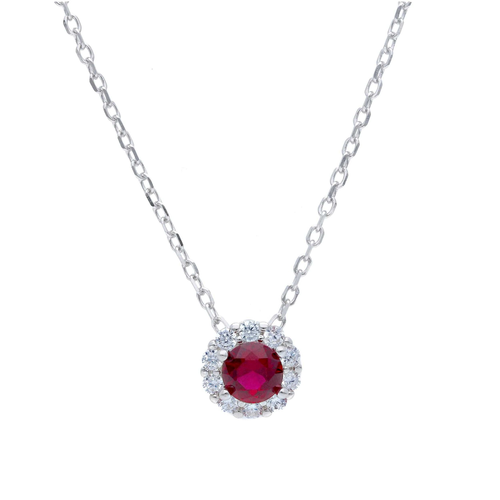 Collana zircone rosso e zirconi bianchi in argento 925 ORO&CO 925 - ORO&CO 925