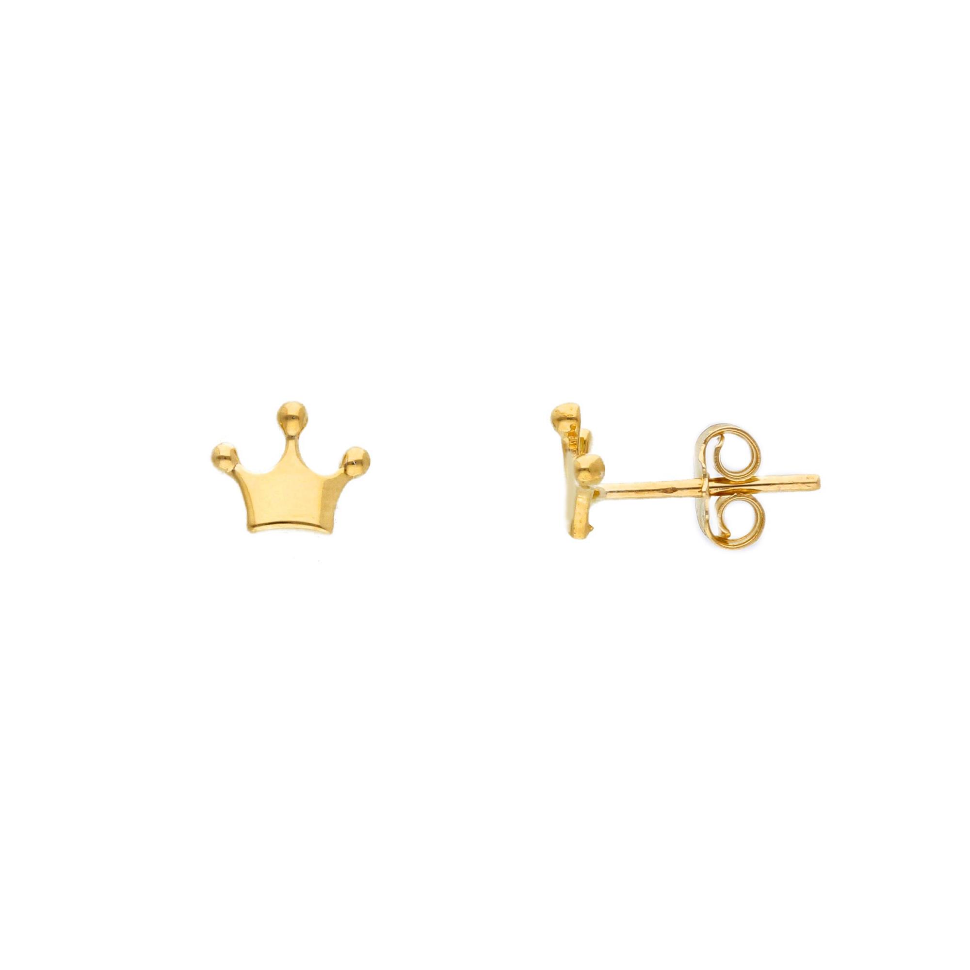 Baby crown stud earrings in yellow gold - ORO&CO