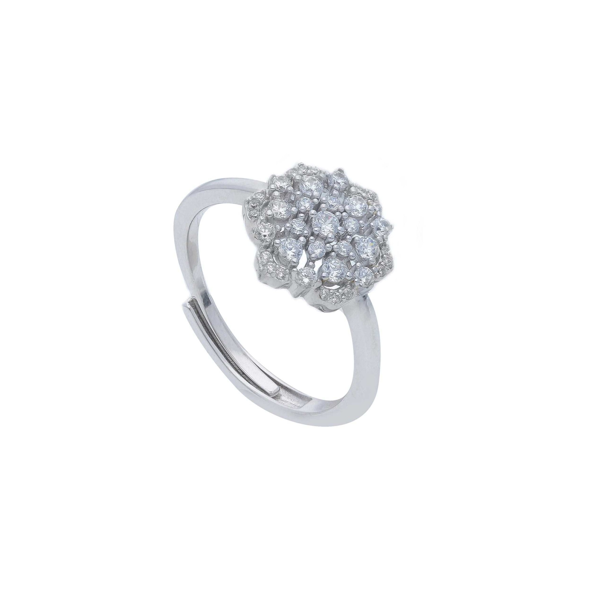 Anillo de plata 925 con flor pav&eacute; circonitas ORO&CO 925 - ORO&CO 925