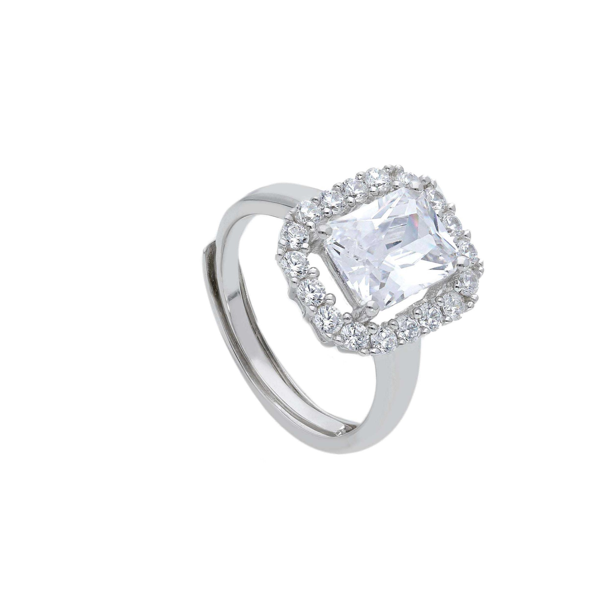 Anello in argento 925 zircone centrale e zirconi bianchi ORO&CO 925 - ORO&CO 925