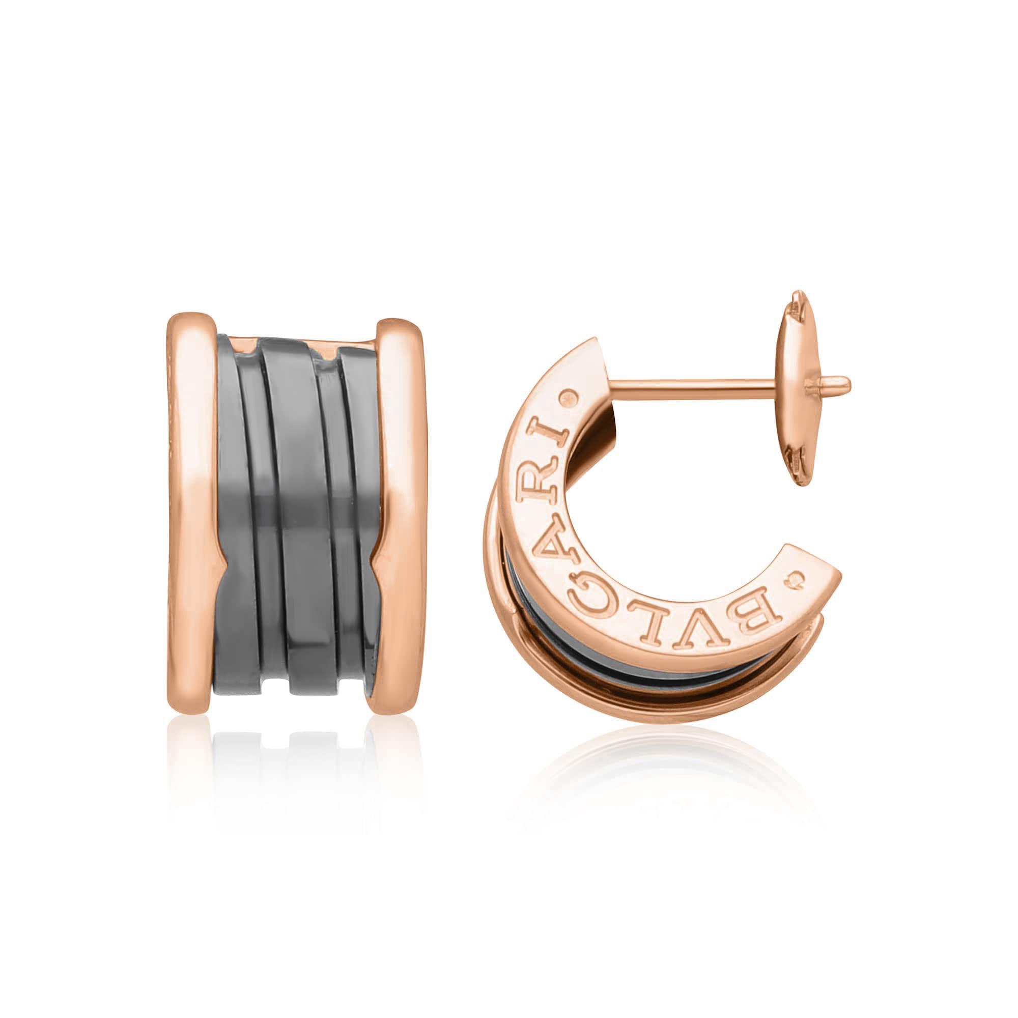 B.Zero1 earrings in pink gold and ceramic - BULGARI