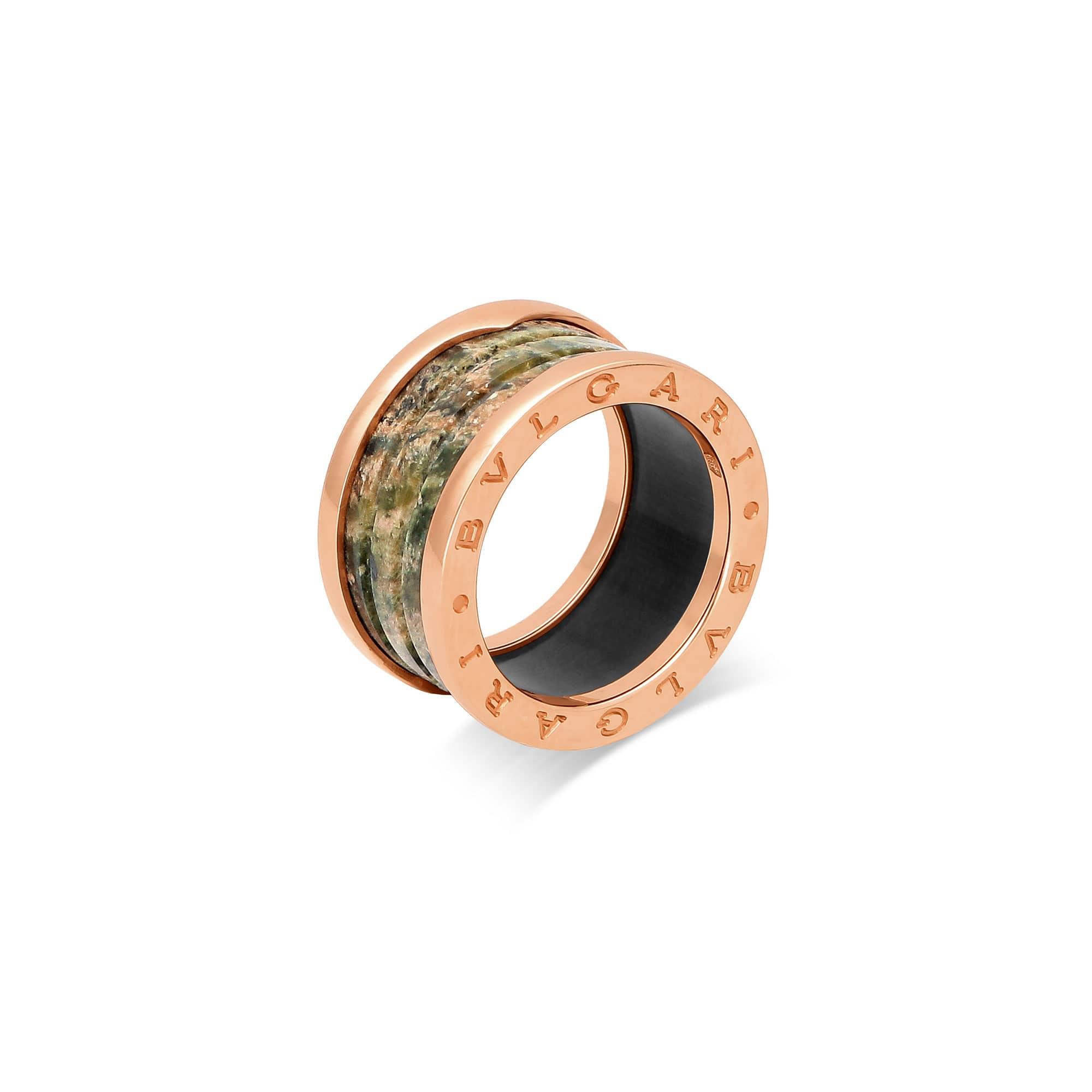 B.Zero1 ring in gold and green marble - BULGARI