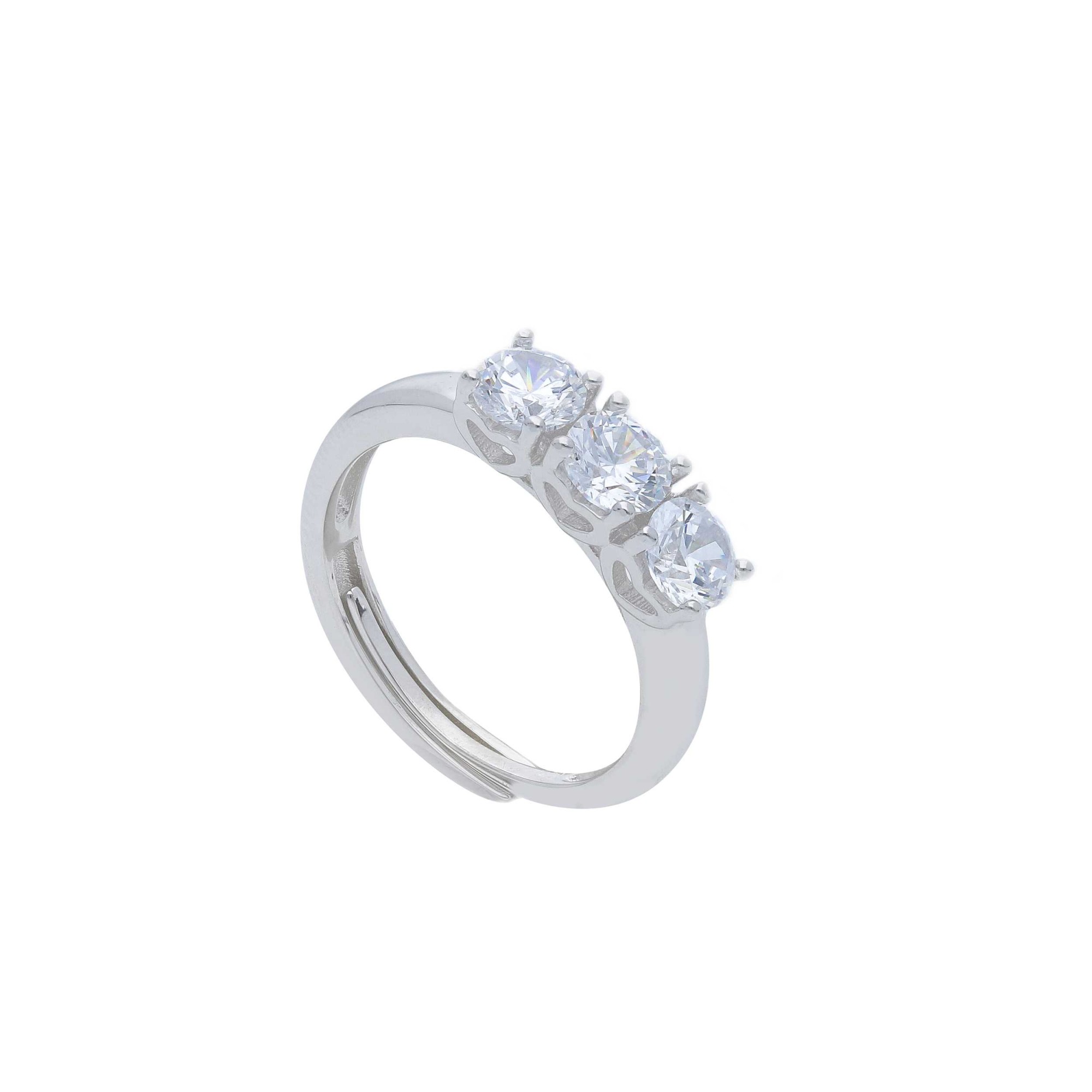 Anello trilogy in argento 925 con zirconi bianchi ORO&CO 925 misura S regolabile - ORO&CO 925