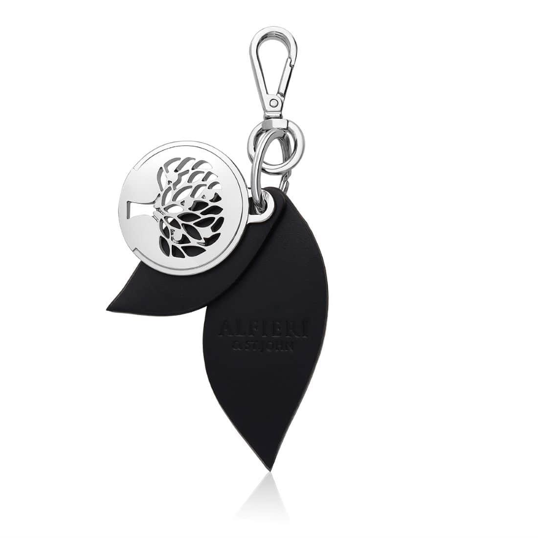 Black leather leaf keychain - ALFIERI & ST. JOHN