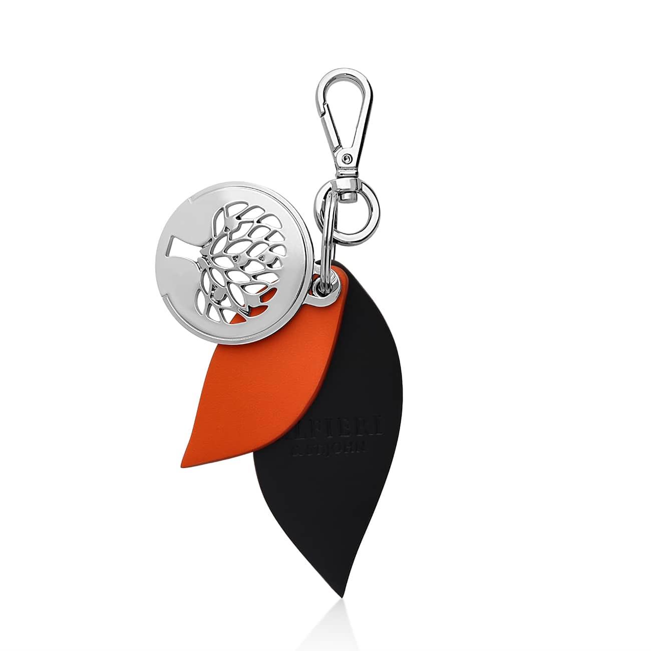 Black and red leather leaf keychain - ALFIERI & ST. JOHN