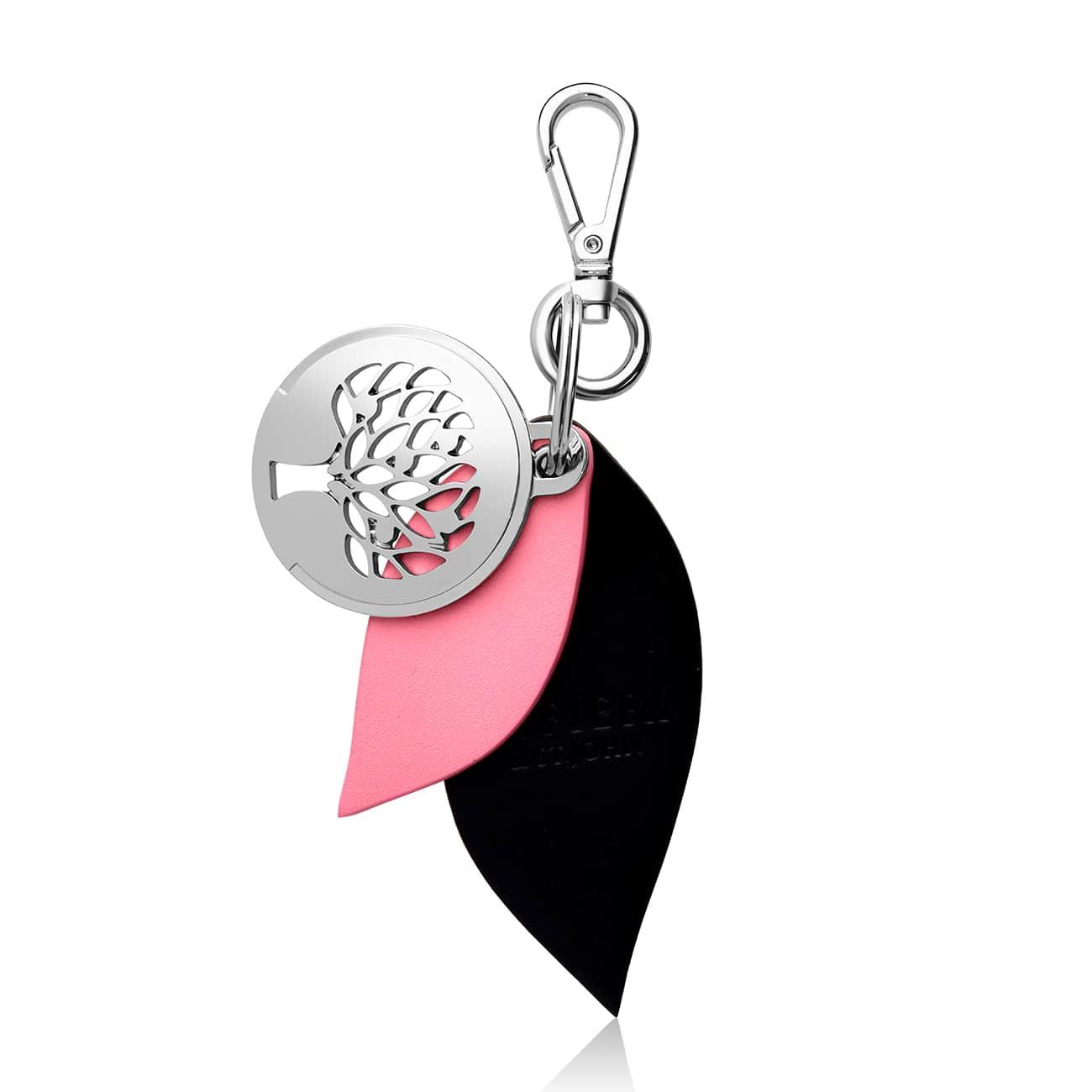 Black and pink leather leaf keychain - ALFIERI & ST. JOHN