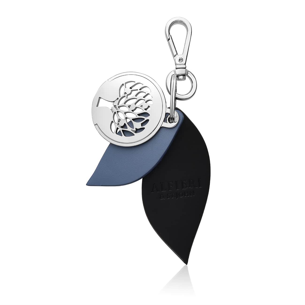 Black and gray leather leaf keychain - ALFIERI & ST. JOHN