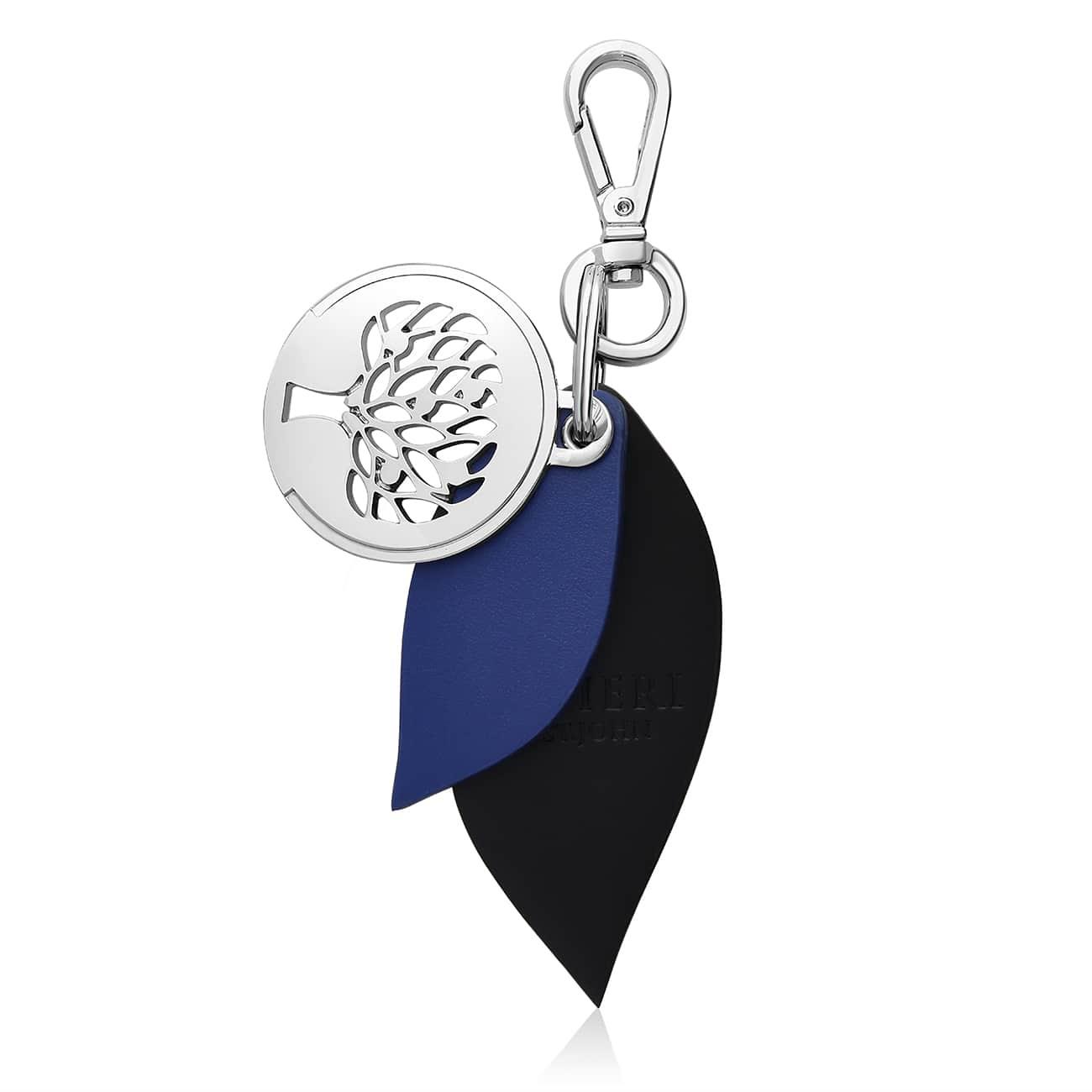 Black and blue leather leaf keychain - ALFIERI & ST. JOHN