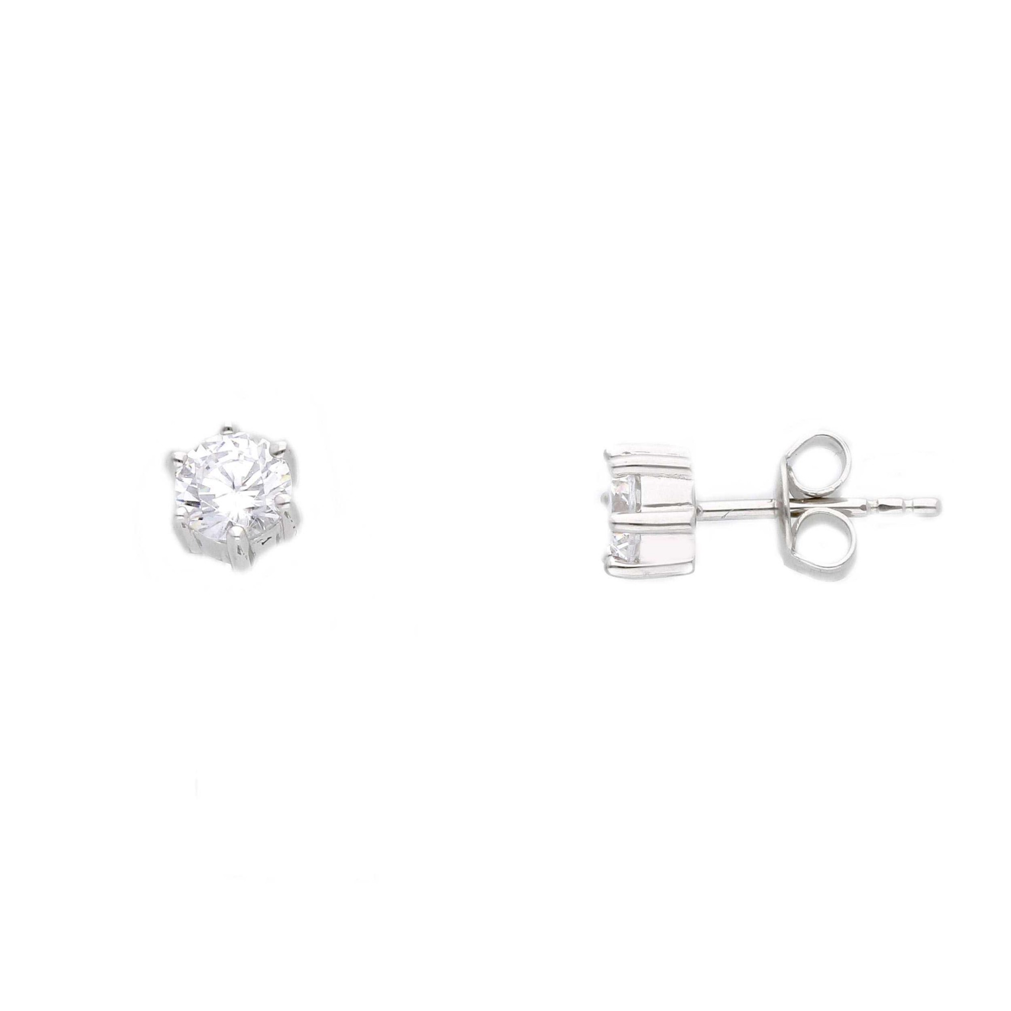 Pendientes de bot&oacute;n en plata 925 con circonitas blancas ORO&CO 925 5 mm - ORO&CO 925