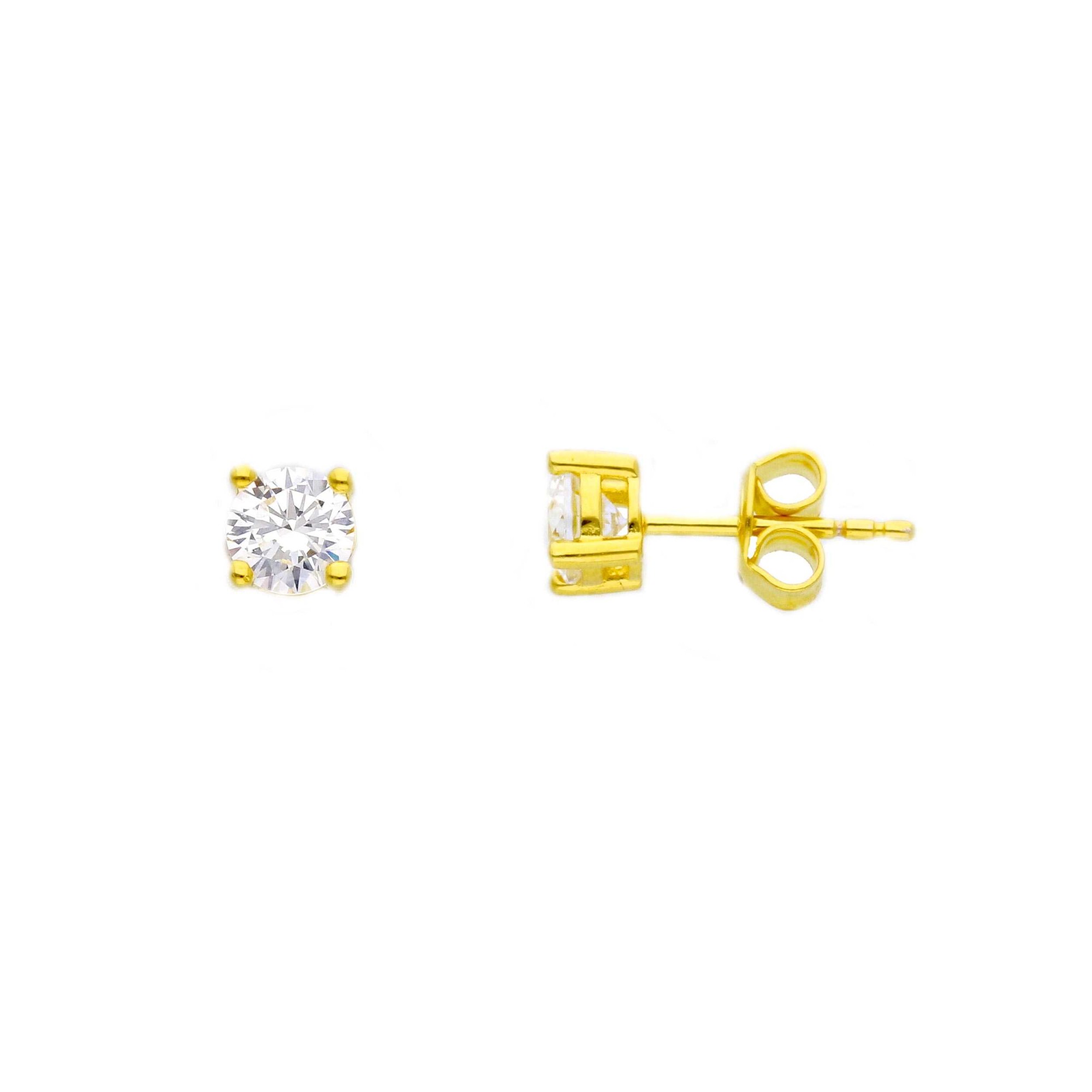 Pendientes punto de luz en plata color oro con circonita blanca ORO&CO 925 - ORO&CO 925