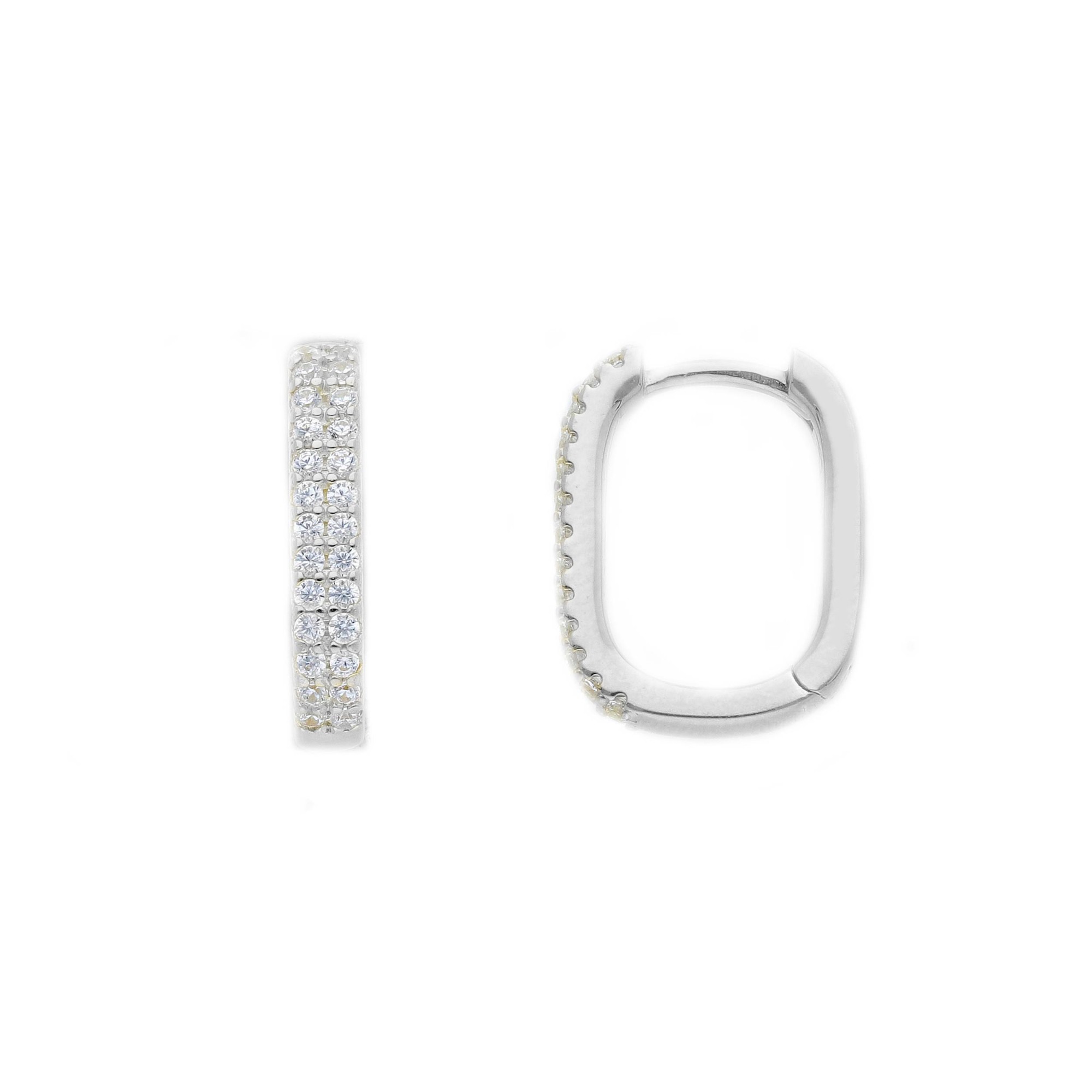 Orecchini a cerchio pav&eacute; zirconi bianchi in argento ORO&CO 925 - ORO&CO 925