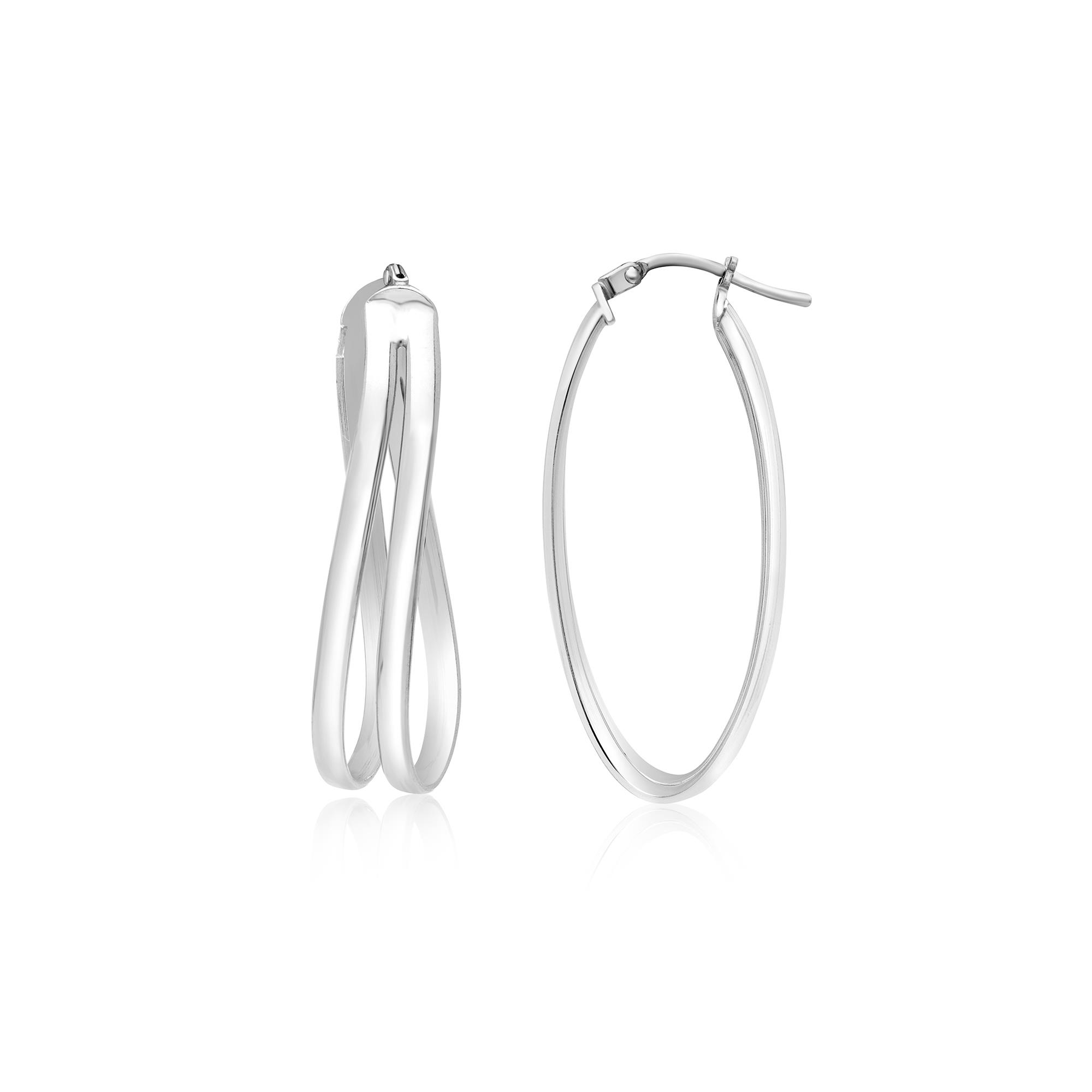 Pendientes ovales en círculo en plata - LUXURY MILANO