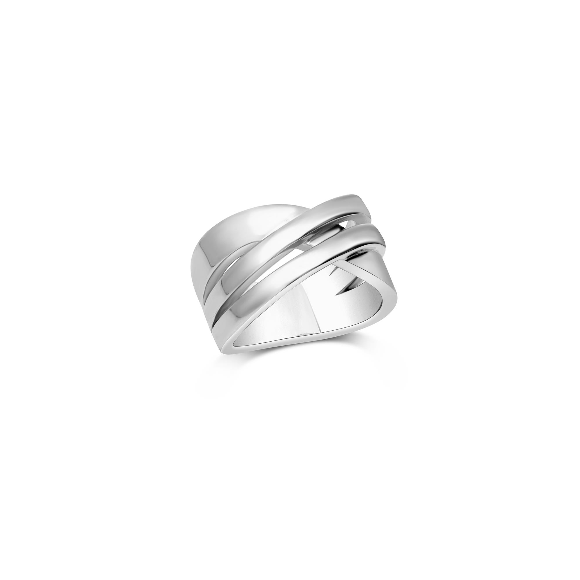 Anello a fascia incrociata in argento - LUXURY MILANO