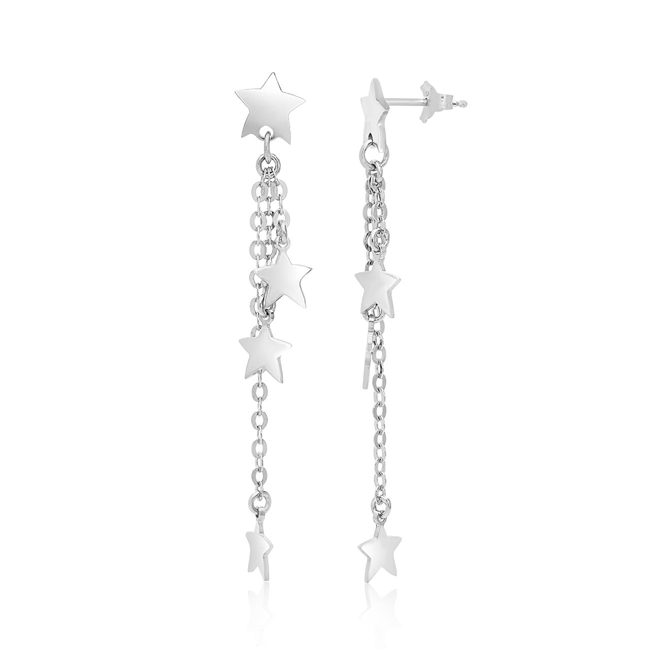 Silver Star Drop Earrings - LUXURY MILANO