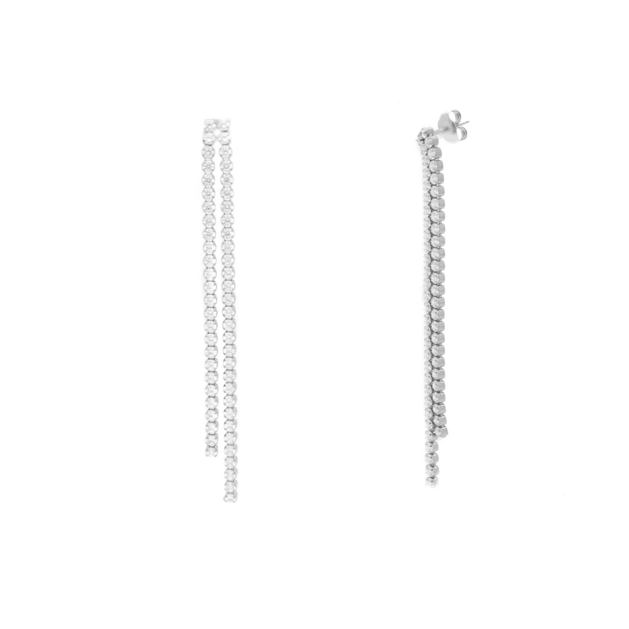 Pendientes tipo tennis colgantes en plata con circonitas blancas ORO&CO 925 7 cm - ORO&CO 925