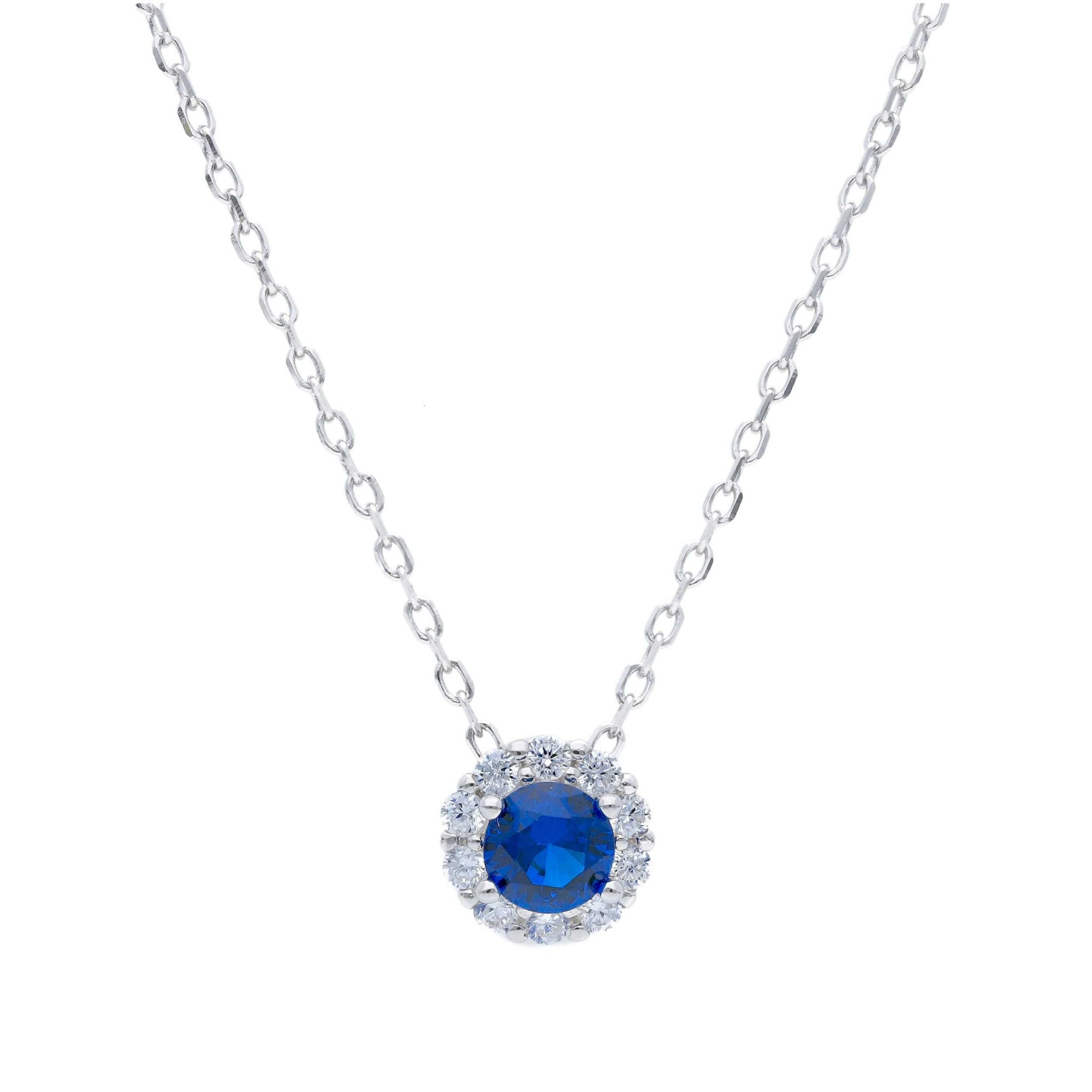 Collar de plata con cristal azul y circonitas ORO&CO 925 40+5 cm - ORO&CO 925