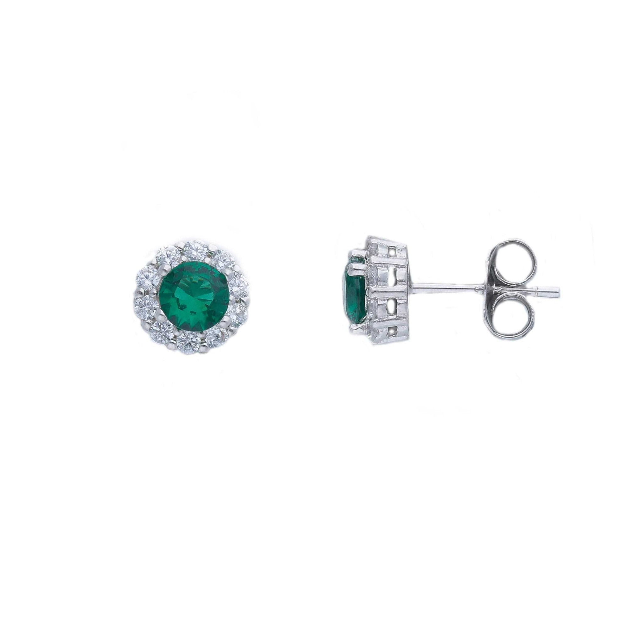 Pendientes con circonita verde y circonitas blancas en plata 925 ORO&CO 925 - ORO&CO 925