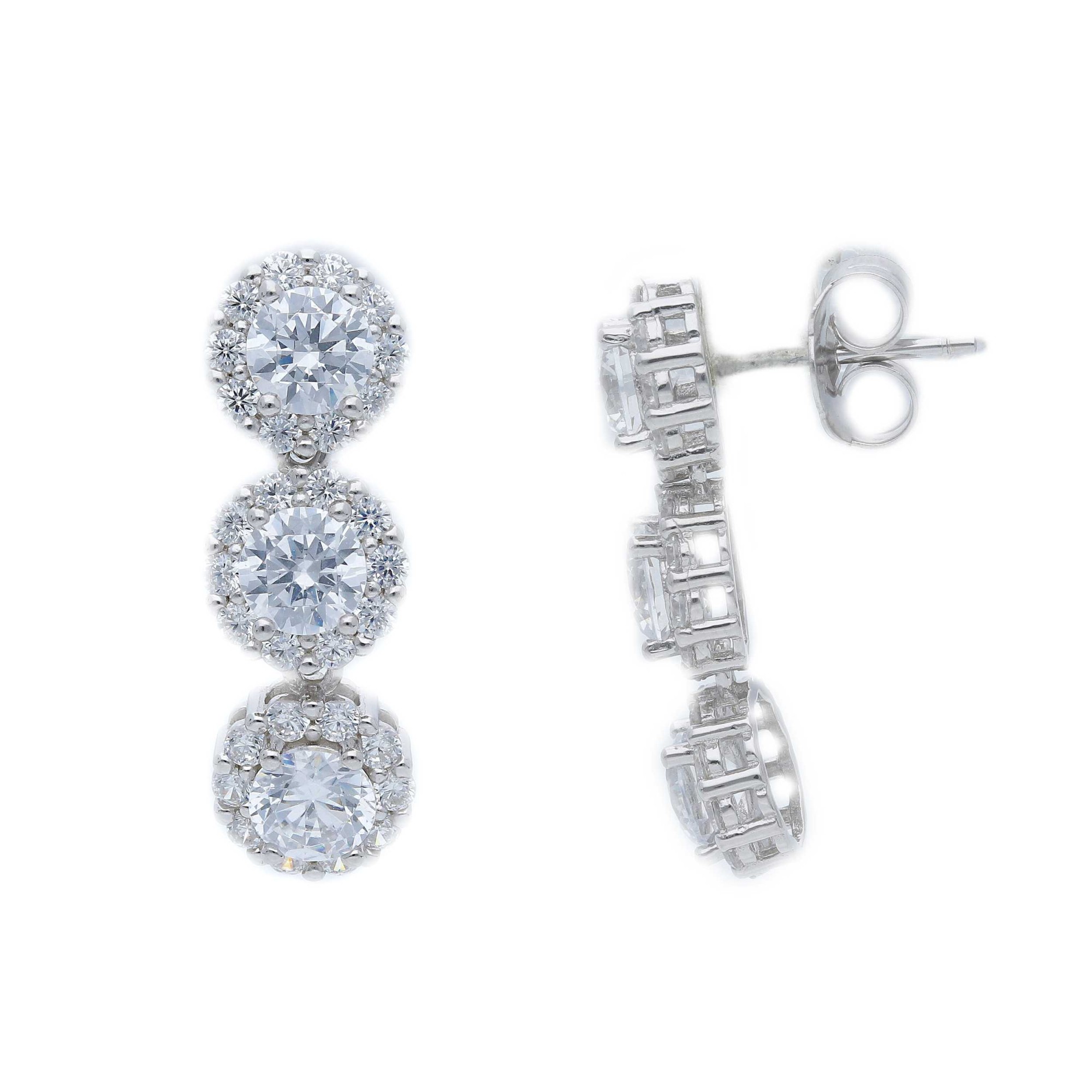 Pendientes tenis colgantes en plata 925 con circonitas blancas ORO&CO 925 2,6 cm - ORO&CO 925