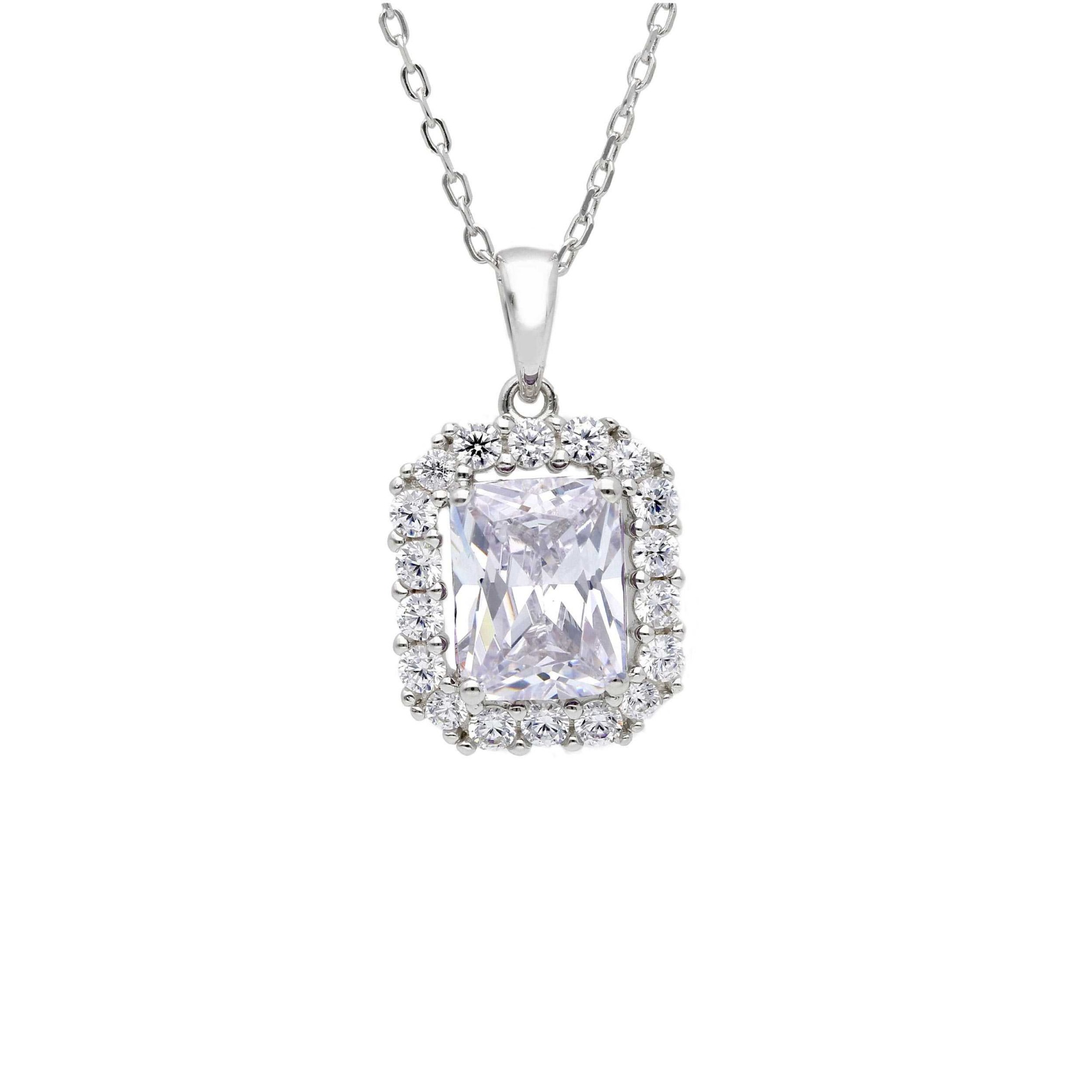 Collana con pendente zircone bianco e zirconi in argento ORO&CO 925 40+5 cm - ORO&CO 925