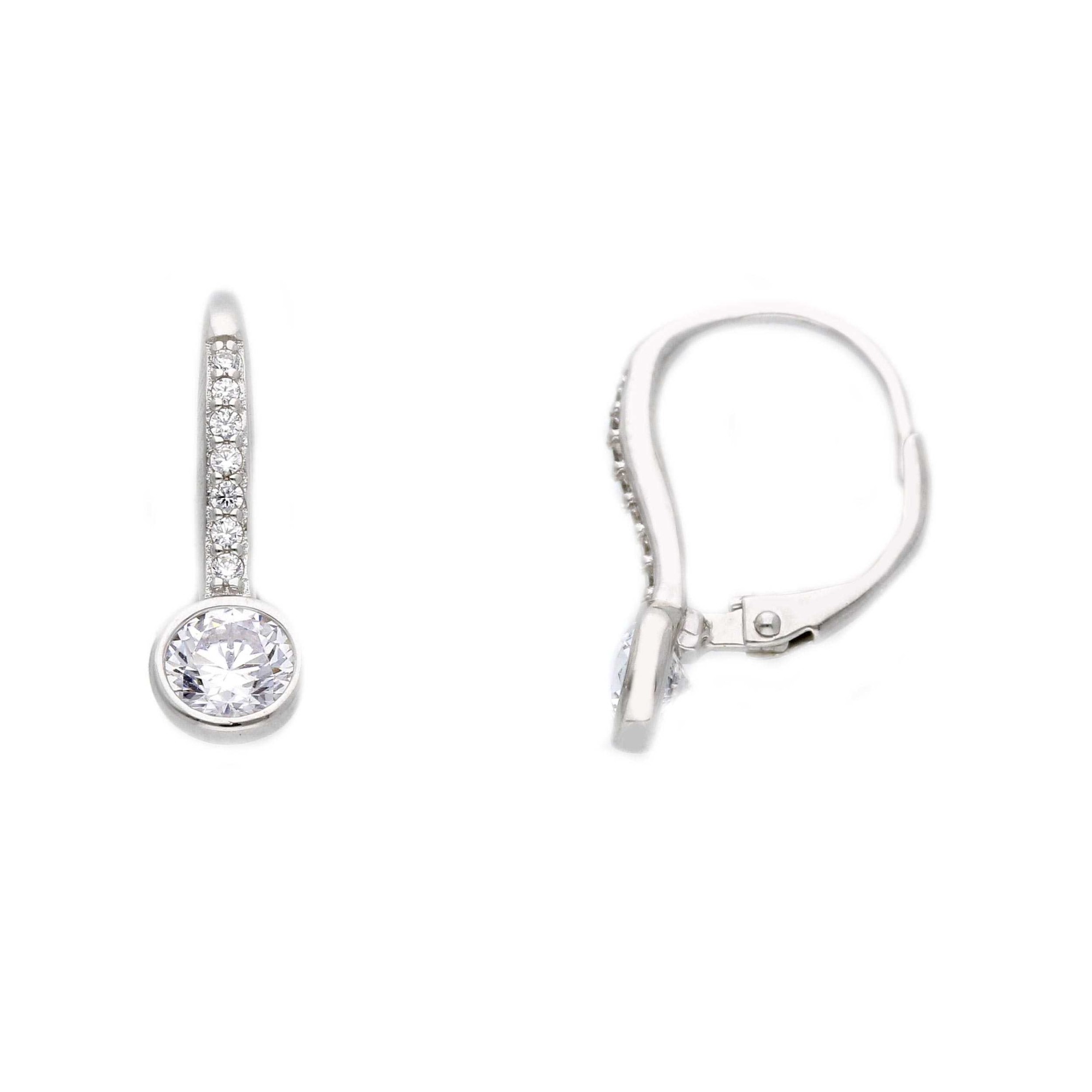 Pendientes de gancho con pav&eacute; de circonitas blancas en plata ORO&CO 925 - ORO&CO 925