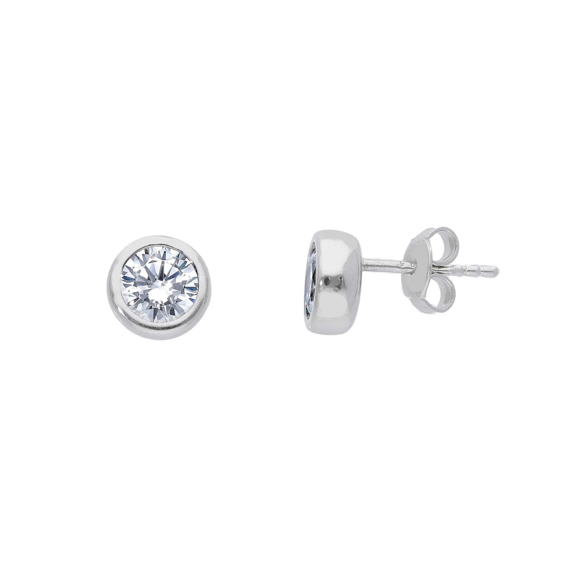 Pendientes punto de luz en plata 925 con circonitas blancas 8mm ORO&CO 925 - ORO&CO 925