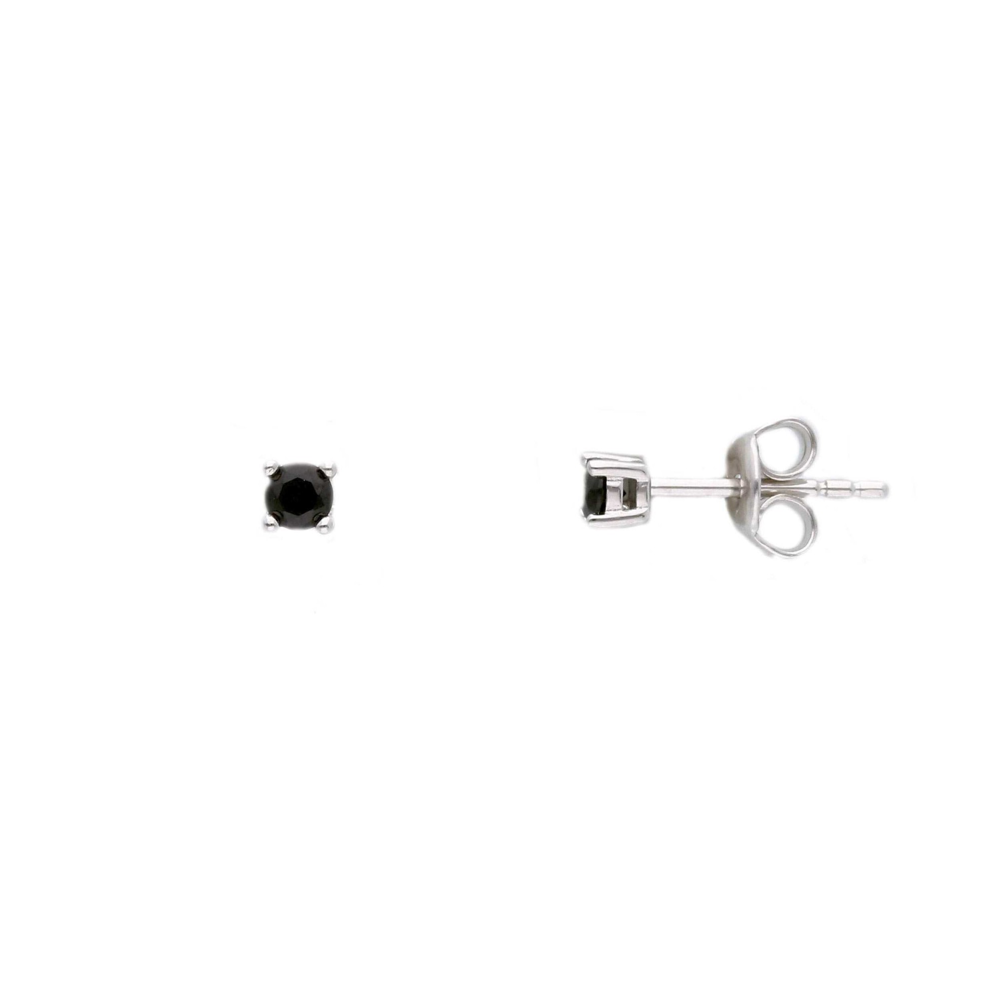 Pendientes punto de luz en plata 925 con circonitas negras ORO&CO 925 3 mm - ORO&CO 925