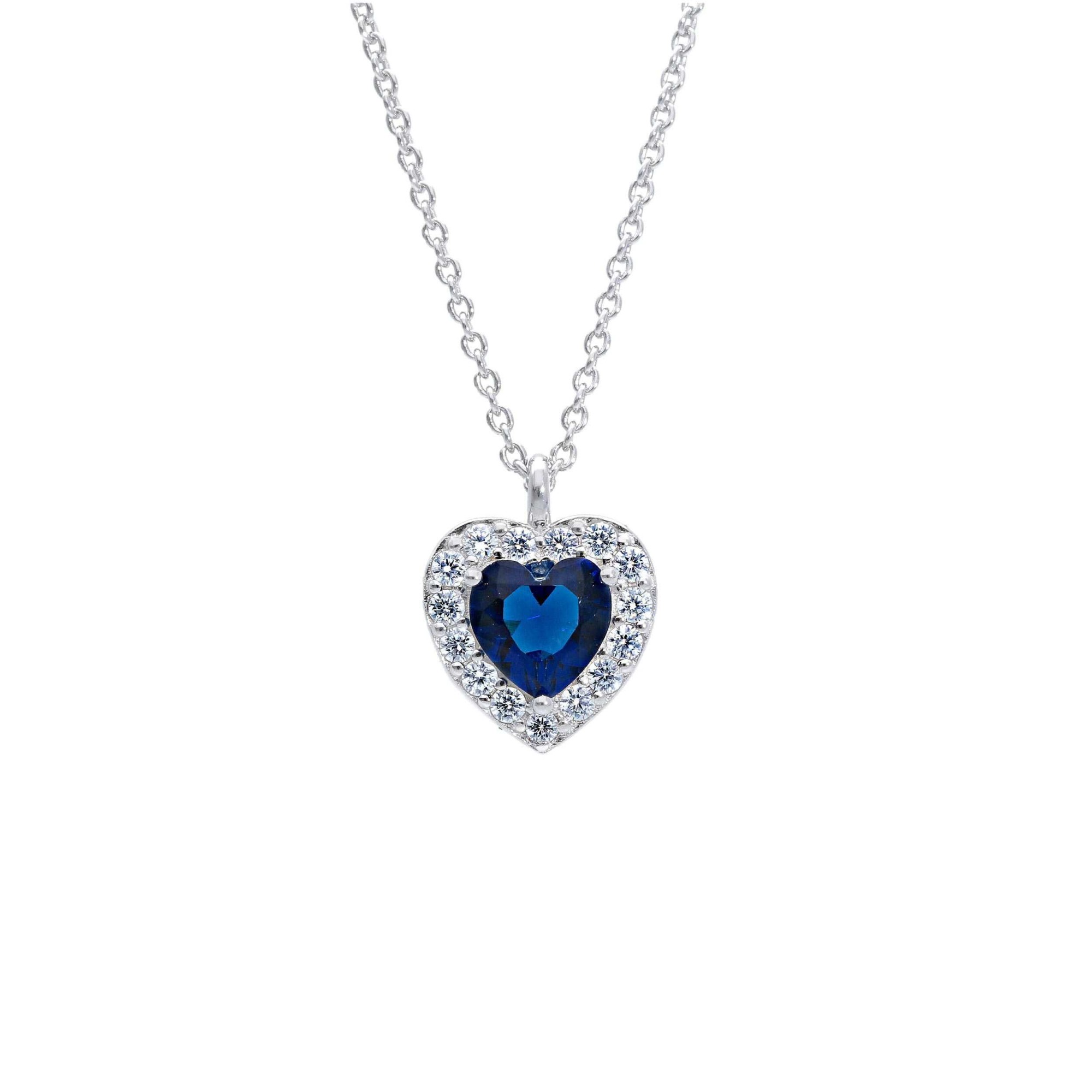 Collana cuore in argento 925 con zircone blu ORO&CO 925 40+5 cm - ORO&CO 925