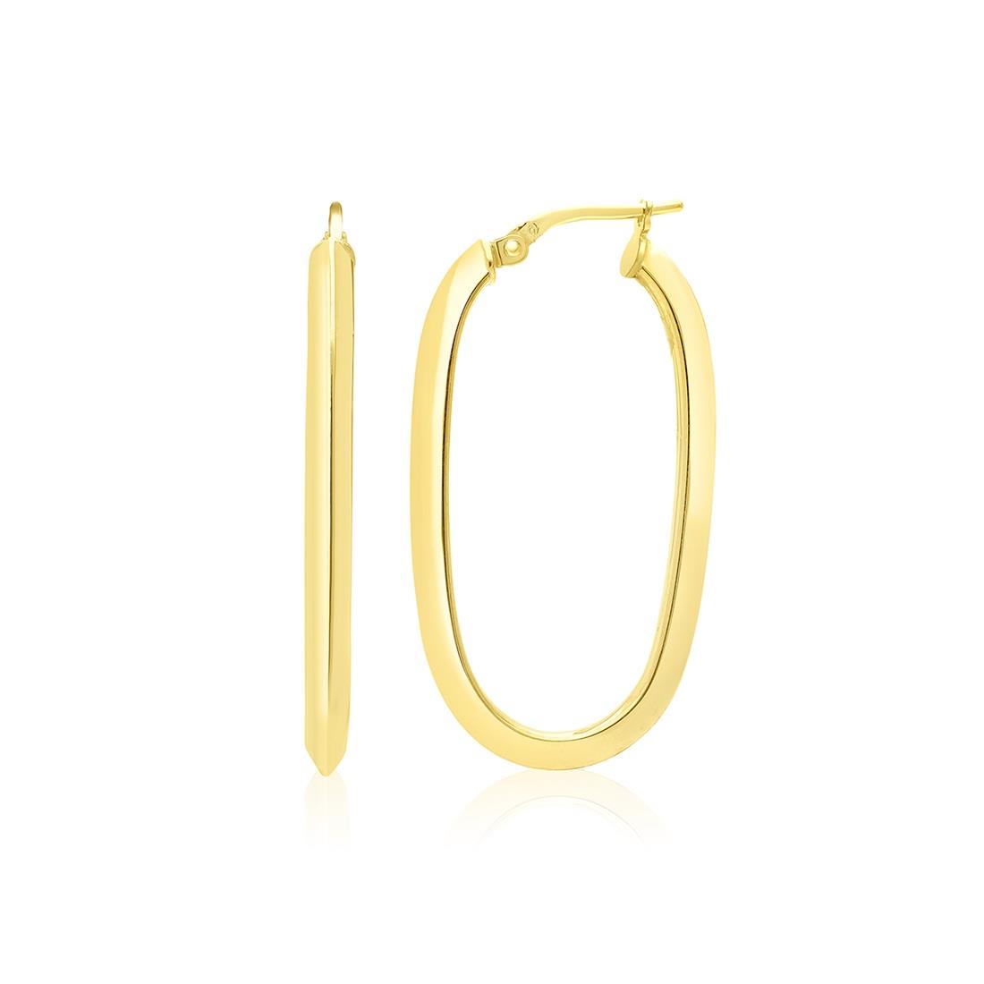 Pendientes de aro ovalados de plata - LUXURY MILANO