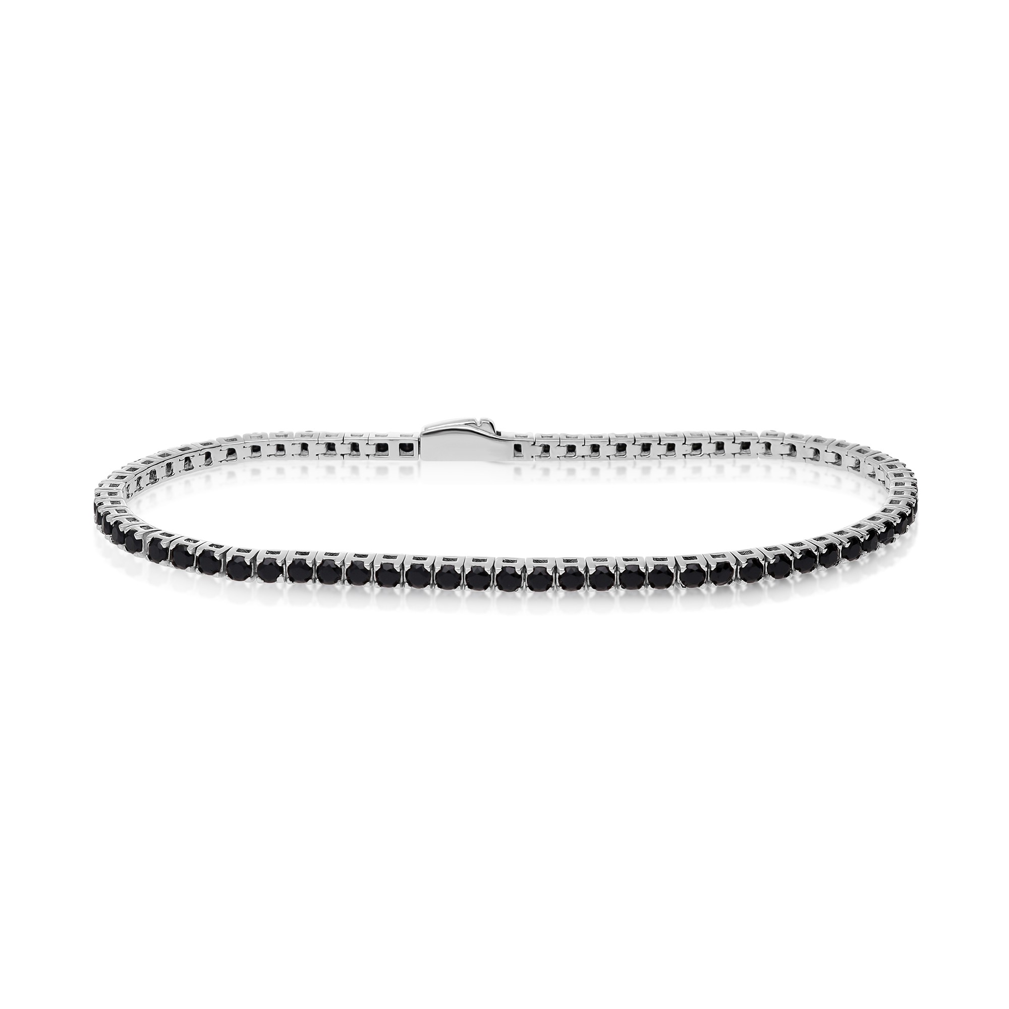 Bracciale tennis in argento e zirconi neri - LUXURY MILANO