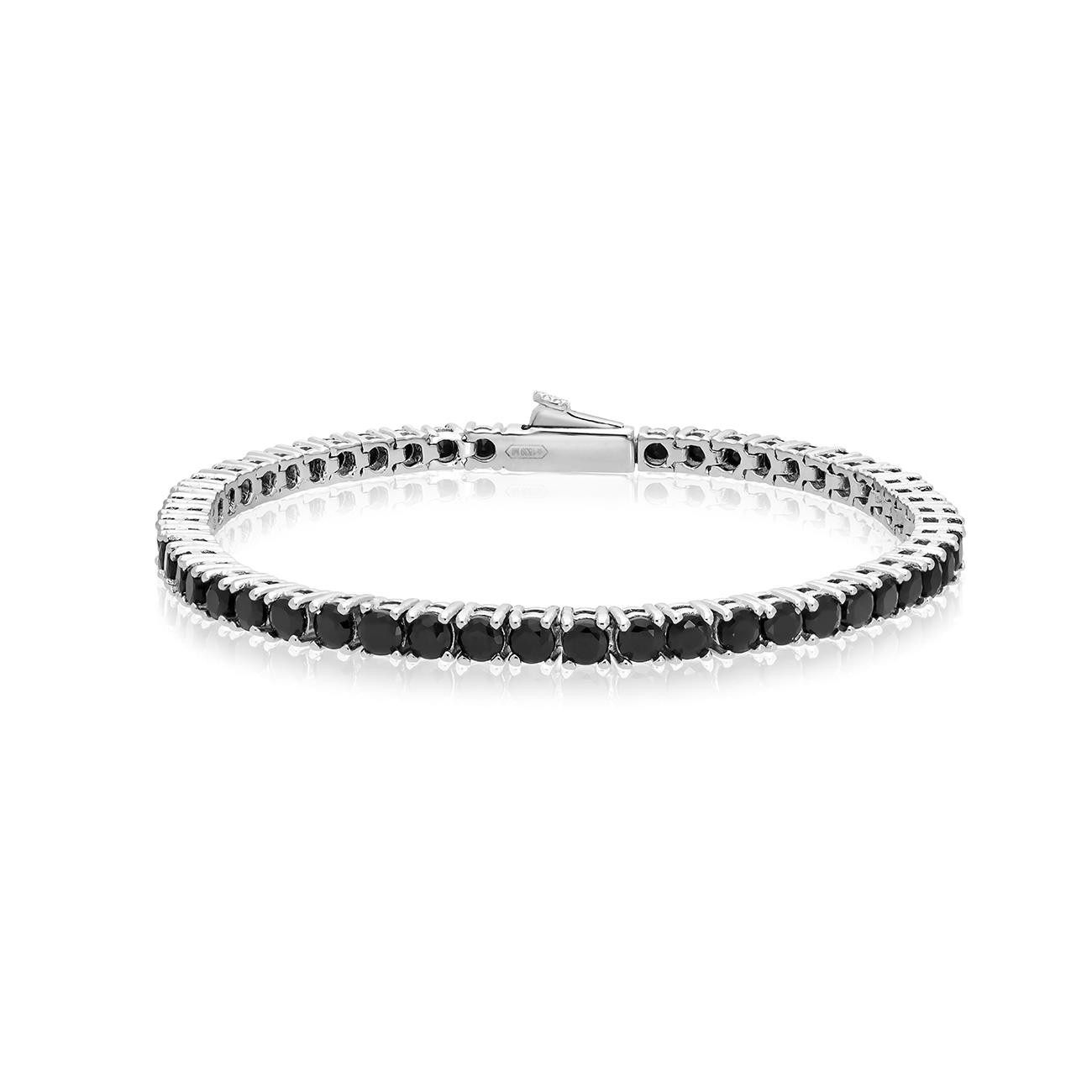 Pulsera tipo tennis en plata con circonitas negra - LUXURY MILANO