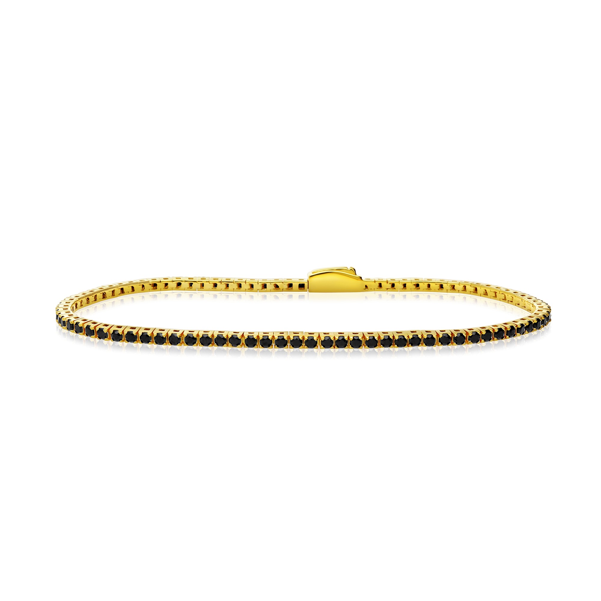 Bracciale tennis in argento e zirconi neri - LUXURY MILANO